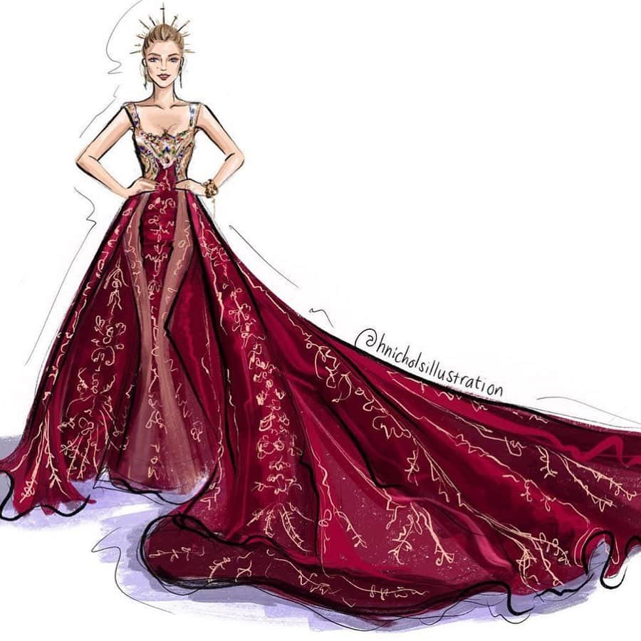 Holly Nicholsさんのインスタグラム写真 - (Holly NicholsInstagram)「Ruby Reds ♥️♥️♥️ 1-8, what’s your choice? #fashionillustration #fashionsketch #couture #gowns #fashiondrawing #copicmarkers #copicart #blakelively #ashleygraham #zendaya #hnicholsillustration」7月23日 20時24分 - hnicholsillustration