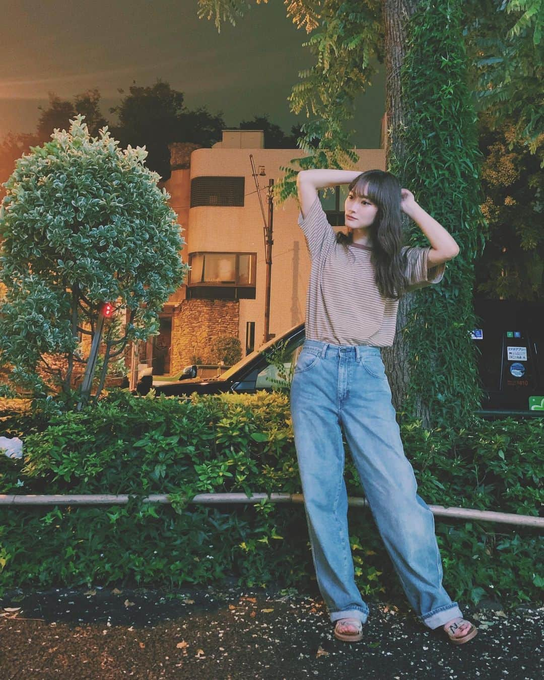 minan (lyrical school)さんのインスタグラム写真 - (minan (lyrical school)Instagram)「🌿🍃🌱﻿ ﻿ ボーダー着ないようにしてたのですが、これ可愛くて1年半ぶりくらいにボーダーのお洋服買っちゃった🤭🤭﻿ ﻿ #ootd #私服」7月23日 23時15分 - _manybooks_