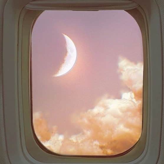 のインスタグラム：「Off to the light side of the moon. Where are your summer plans taking you? #wildfox #inspo #travel #wanderlust #moon #flying #airplanewindow」