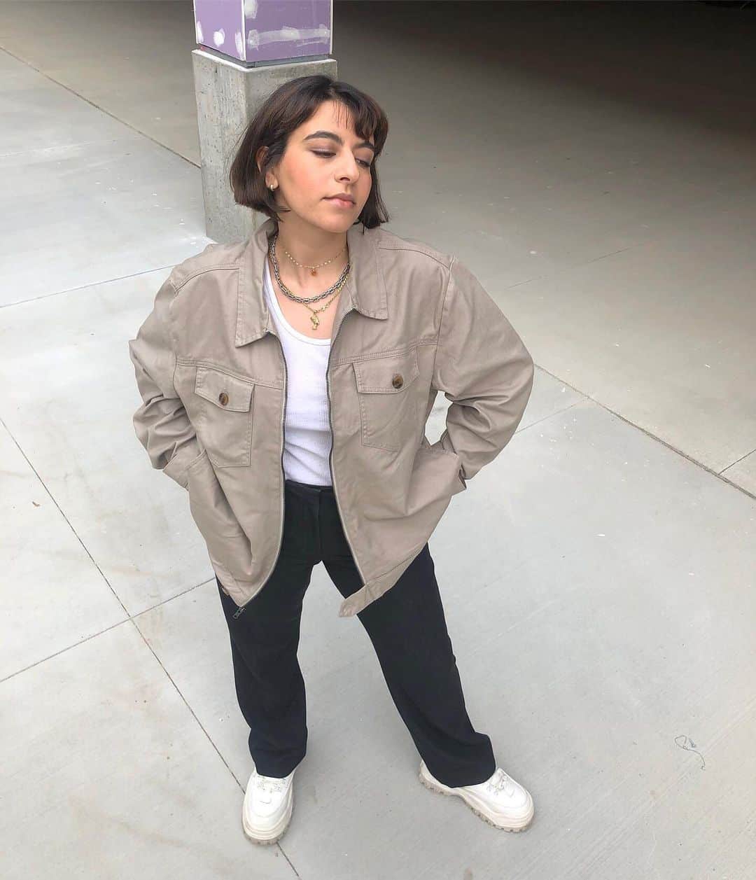 American Apparelさんのインスタグラム写真 - (American ApparelInstagram)「@nadiaazmy in the workwear-inspired Twill Jacket.」7月24日 3時19分 - americanapparel
