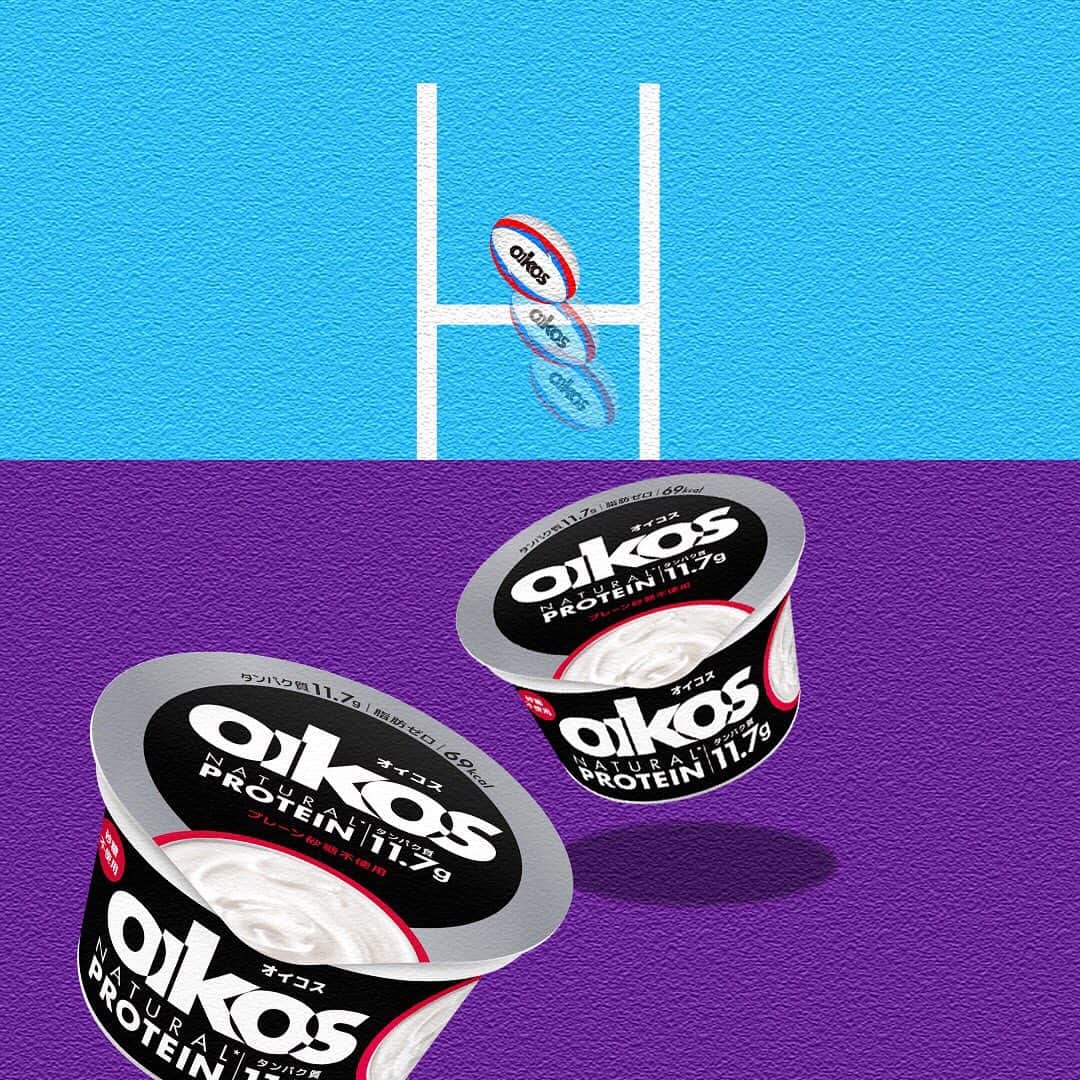 オイコスのインスタグラム：「OIKOS meets sports❗ #05 Rugby . キックにトライ、オイコスにトライ🏉 . 新しくなったオイコス、もう食べました❓高タンパク質・脂肪ゼロのおいしさを、ぜひトライしてみてください 👍 . illustration by @_oryel_ . #オイコス #ジブン追い越す #oikos #ヨーグルト #ギリシャヨーグルト #protein  #プロテイン #タンパク質 #高タンパク  #sports  #スポーツ  #fitness #フィットネス #gym #ジム #exercise #エクササイズ #rugby #ラグビー #ラガーマン」
