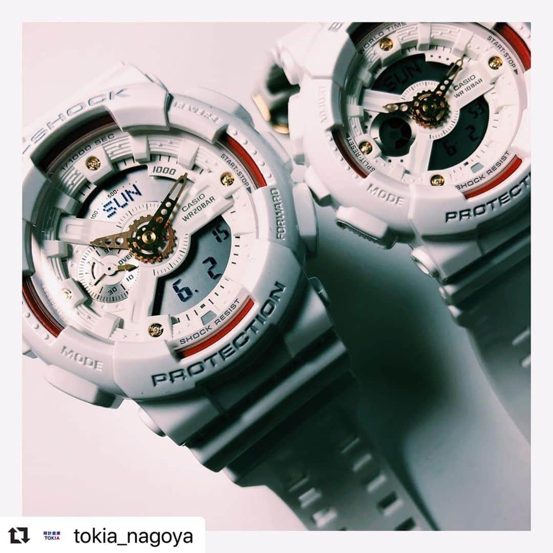 時計倉庫TOKIA 公式アカウントさんのインスタグラム写真 - (時計倉庫TOKIA 公式アカウントInstagram)「#Repost @tokia_nagoya with @make_repost ・・・ . GA-110DDR-7A BA-110DDR-7A  裏蓋と美錠に ゴールドIPを施しており 12時、3時、7時、9時位置には ダイヤモンド💎  夏にぴったり！ 爽やかな白色の時計をつけて お出掛けしましょう🥰 . . . . . . . . [info] (栄店) ☎︎052-265-5730 愛知県名古屋市中区栄3丁目13-20 営業時間 AM11:00-PM8:00　年中無休 . (栄中央店) ☎︎052-746-9870 愛知県名古屋市中区栄3-7-9 新鏡栄ビル1F 営業時間 AM11:00-PM8:00　年中無休 . (万松寺店) ☎︎052-253-7630 愛知県名古屋市中区大須3-37-8 営業時間 AM10:30-PM7:30　年中無休 . (名駅サンロード店) ☎︎052-485-8240 愛知県名古屋市中村区名駅4-7-25先 営業時間 AM10:00-PM8:30  年中無休 . (中部国際空港セントレア店) ☎︎0569-47-5950 愛知県常滑市セントレア1-1中部国際空港4F 営業時間 AM10:00-PM9:00(※土日祝は、AM9:00-PM9:00)  年中無休  #gshock #babyg #casio #seiko #citizen #hamilton #tokia #時計倉庫tokia #時計屋さん #腕時計 #watch #時計 #時計好き #腕時計くら部 #腕時計好き #腕時計好きな人と繋がりたい #プレゼント #プレゼントにオススメ #じぶんへのご褒美 #手元くら部 #オシャレな時計 #おしゃれさんと繋がりたい #名古屋 #栄#like4like #likeforlike #likeforlike #photooftheday」7月24日 19時20分 - tokia_official