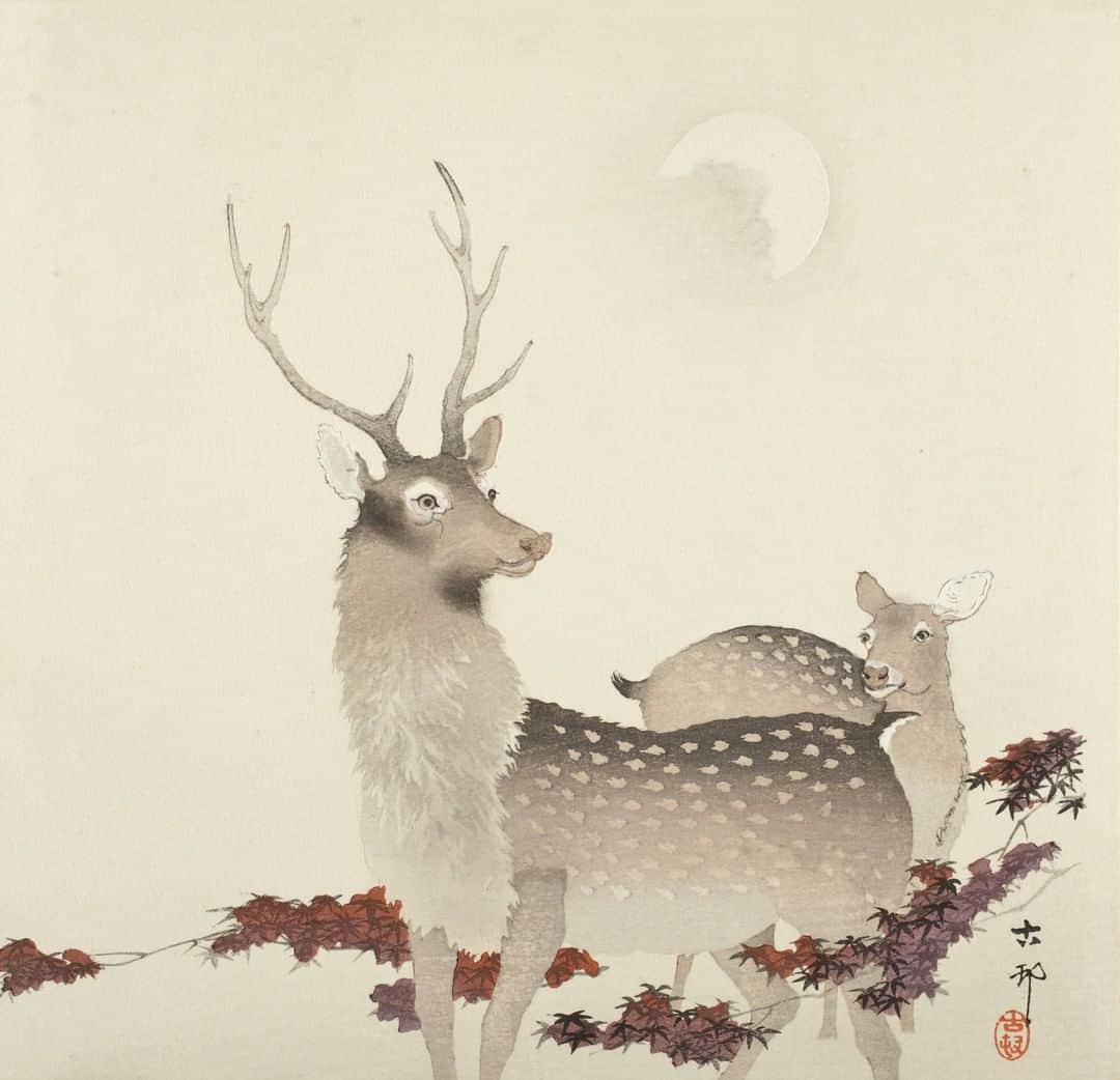 ロサンゼルスカウンティ美術館さんのインスタグラム写真 - (ロサンゼルスカウンティ美術館Instagram)「Late night collection highlight: 🌕 Ohara Shōson, "Deer and Moon," circa 1900.」7月24日 13時17分 - lacma