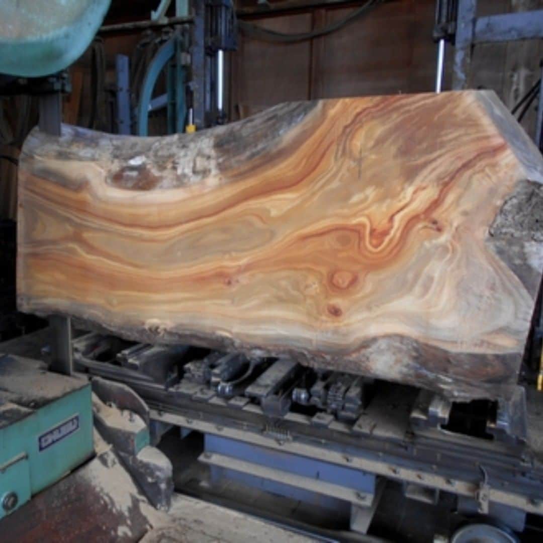 木楽木工房さんのインスタグラム写真 - (木楽木工房Instagram)「クスの大木を製材しました。狙いは一枚板テーブル！　クスらしい赤い縞模様はもちろん、さまざまな木目の面白味ある一枚板がたくさん製材できました。クスは脂の強い木、十分に乾燥させて、テーブル板に仕上げ、お店に並べます。こうご期待。#楠 #クス #くす #テーブル #光沢 #色 #つや #木目 #家具 #素材 #天然 #職人 #木材 #木 #一枚板 #無垢材 #無垢 #流山 #柏 #木楽木工房 #furniture #wood #slab #timber #solid #nagareyama #kashiwa #kiraku #workshop #artisan」7月24日 17時28分 - kiraku.mokkoubo
