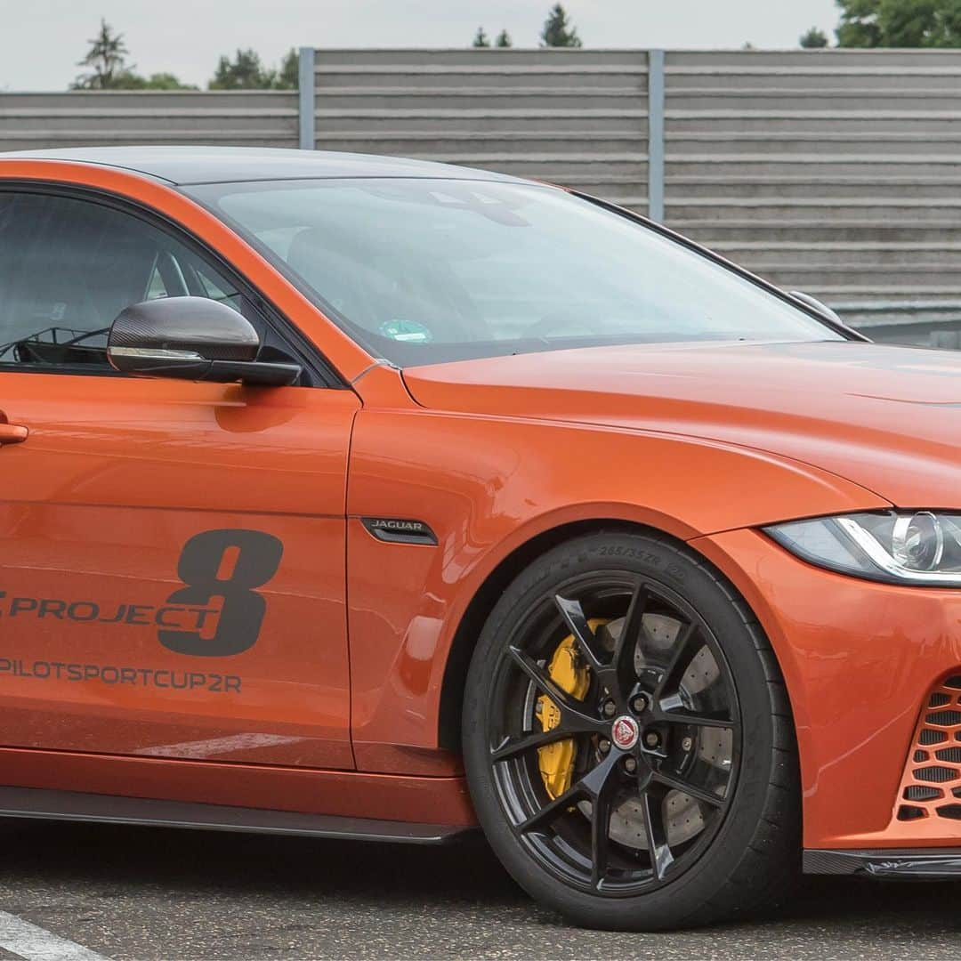 Jaguarさんのインスタグラム写真 - (JaguarInstagram)「It's official. The #Jaguar #XE #Project8 - already the world's fastest saloon - has broken its own lap record on the @Nuerburgring: 7min 18.361sec, 2.9 seconds faster than its previous benchmark and 7 seconds faster than any other four-door production car has achieved.  #SV #SVO #SpecialVehicleOperations #Nurburgring #Germany #SuperCar #SportsCar #CarsofInstagram」7月24日 17時34分 - jaguar