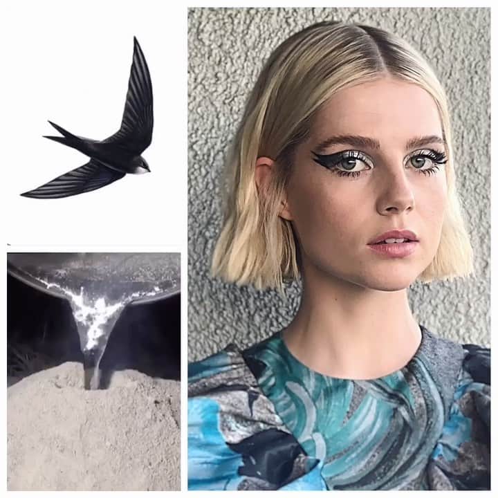 JO BAKERのインスタグラム：「L U C Y • B O Y N T O N 🇬🇧 High and flighty .... futuristic galactic  drama on #lucyboynton @the_politician in LA.  Spiked swoosh wings with heavy metal silver block lids.  Style @leithclark @louisvuitton  Hair @kyleeheathhair  Facial Prep Magic @cynmarietherapy  Nails @ashlie_johnson  Makeup by me #jobakermakeupartist . . . . . .  #makeup #makeuplooks #makeupartist #makeupideas #makeuplife #makeupoftheday #makeupjunkie #makeupartistsworldwide #cateyes #galactic #spacecadet #flyhigh」