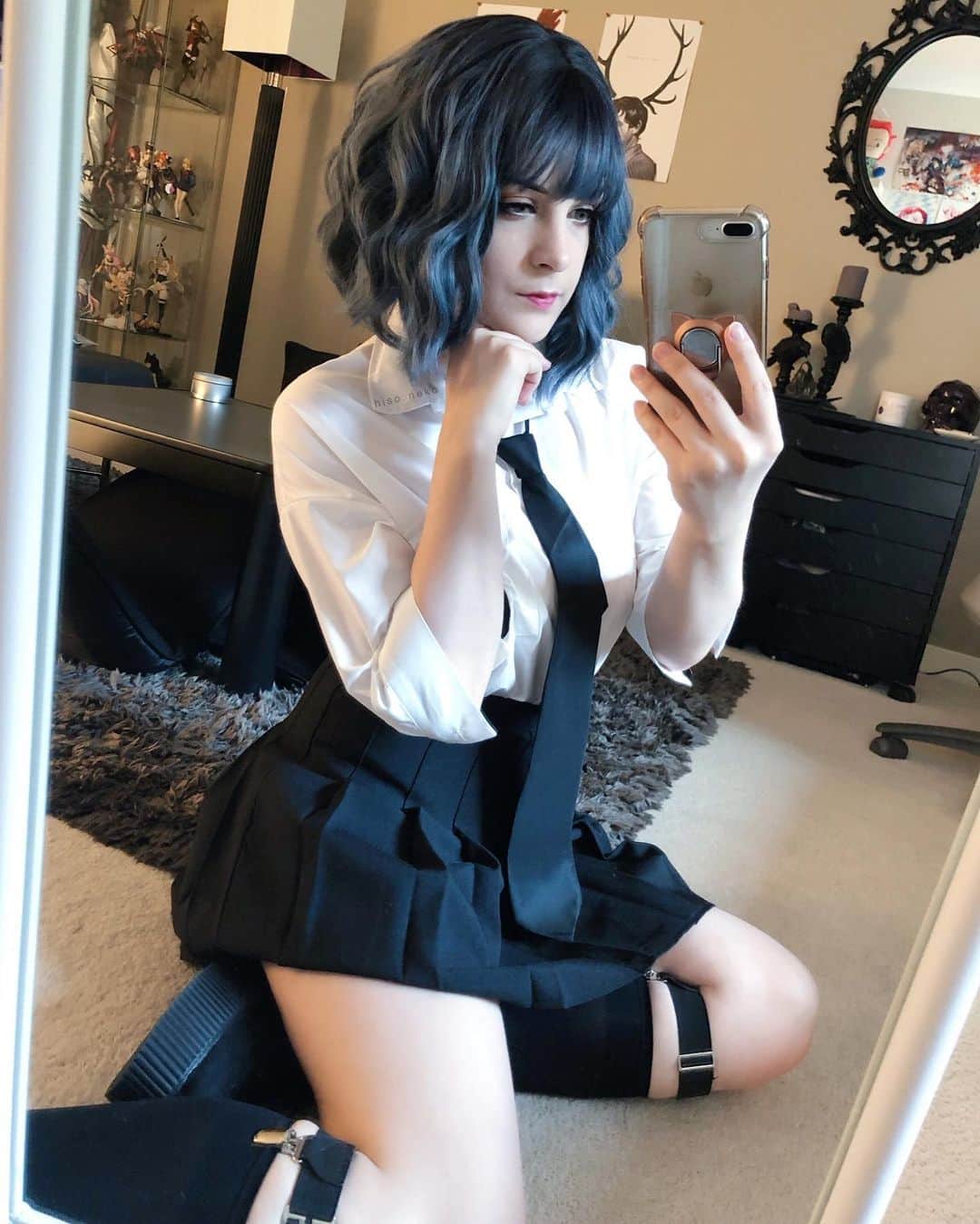 Tessaさんのインスタグラム写真 - (TessaInstagram)「More of this #ootd ! I really love this look and I’m glad you guys did too!💀🖤 Wig and shirt/tie from @youvimi (discount code is “hiso.neko”)」7月25日 4時35分 - hiso.neko
