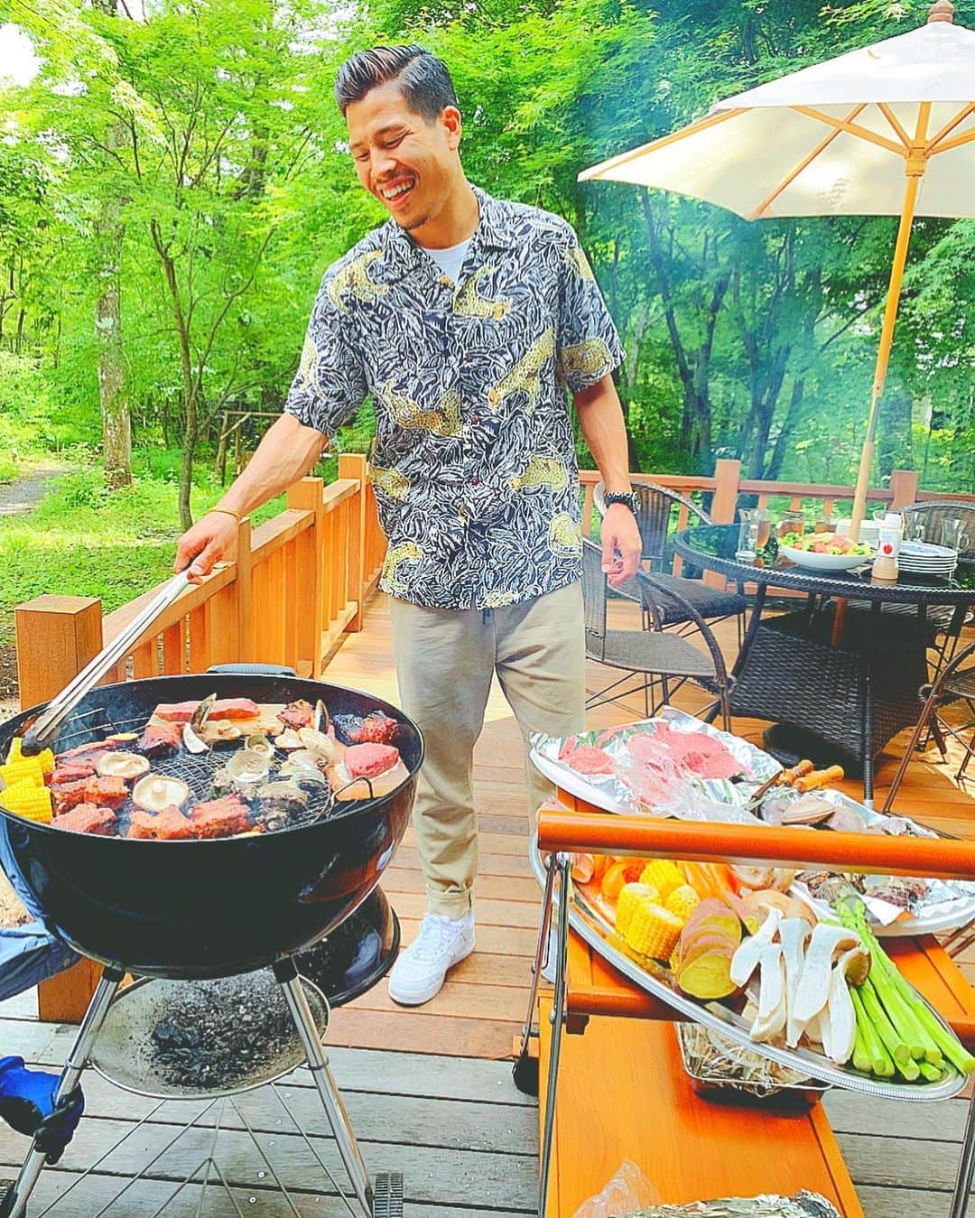 のインスタグラム：「軽井沢で家族親戚のみんなとBBQ🍖」