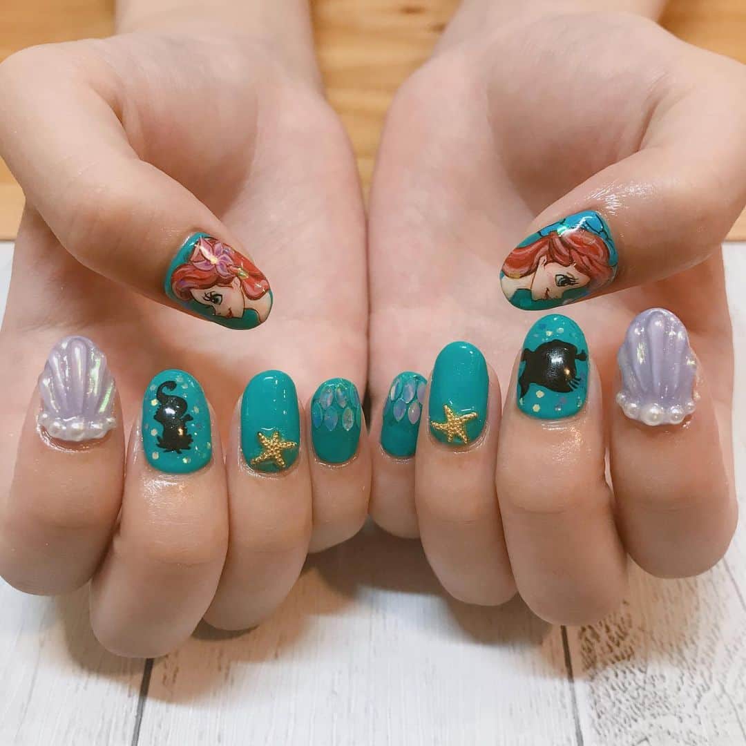 羽島めいさんのインスタグラム写真 羽島めいinstagram Newネイル リトルマーメイドネイルにしたお 今回もハイクオリティー 神宿 羽島めい 原宿 目黒 アリエル リトルマーメイド リトルマーメイドネイル ネイル ネイルアート Nail アリエル