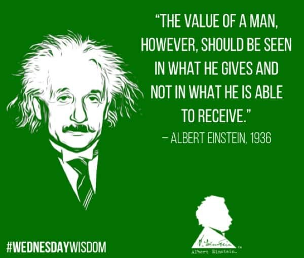 アルベルト・アインシュタインさんのインスタグラム写真 - (アルベルト・アインシュタインInstagram)「“The value of a man, however, should be seen in what he gives and not in what he is able to receive.” — Albert Einstein, 1936  #WednesdayWisdom #Einstein #Quotes」7月24日 22時11分 - alberteinstein