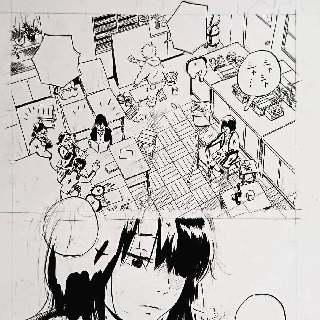 真造圭伍のインスタグラム：「こういう俯瞰の絵、大変だけど描くの好き」