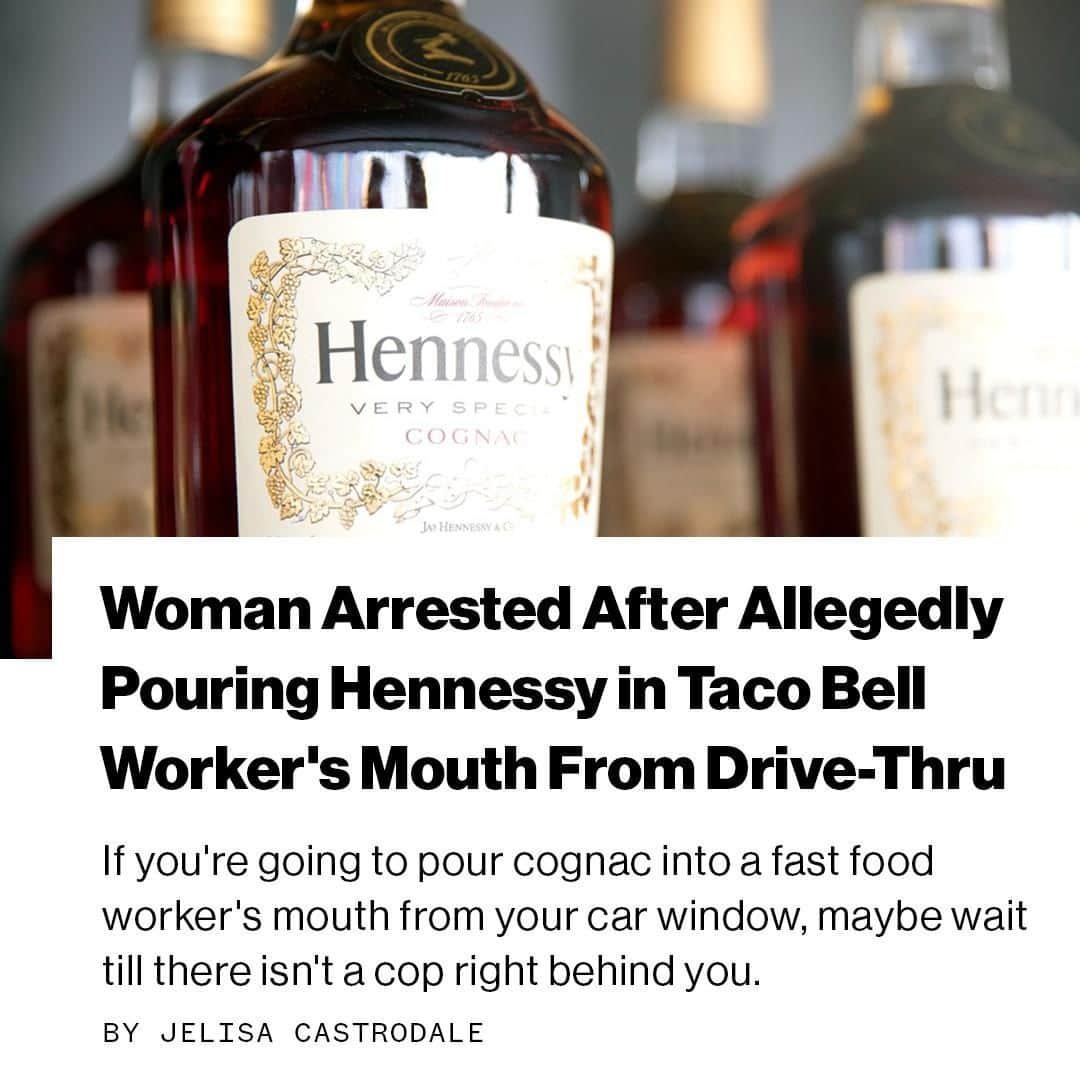 VICEさんのインスタグラム写真 - (VICEInstagram)「A woman was waiting in the drive-thru of a Beaverton, Oregon Taco Bell at about 1:20 a.m. on Saturday when she allegedly shared her cognac with the guy who was working the drive-thru at the time.  This wasn't a great idea—for a number of reasons, but mostly because a Washington County Sheriff's deputy was in the car right behind her.  More at the link in bio.」7月25日 5時16分 - vice