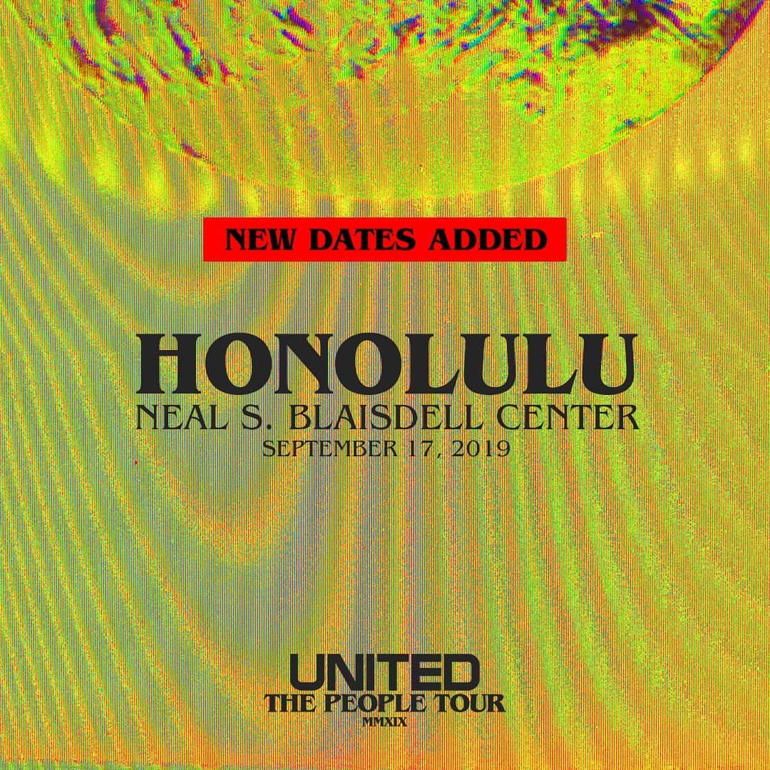 ユナイテッドのインスタグラム：「We’re so excited to announce that we’re bringing the People Tour to Honolulu this September! Stay tuned for more details on tickets soon. This is going to be really fun, Hawaii ✌️」