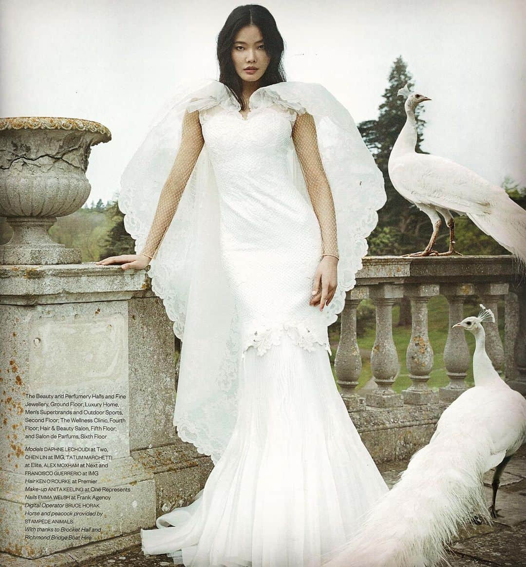 のインスタグラム：「Alexis Mabille Haute Couture soon @harrods @alexismabille thanks to @staceyduguid for this beautiful shot  in harrods magazine by @richardphibbs ❤️ #alexismabille #alexismabillehautecouture #hautecouture #harrods #bride #bridal #white #wings #followme #kiss」
