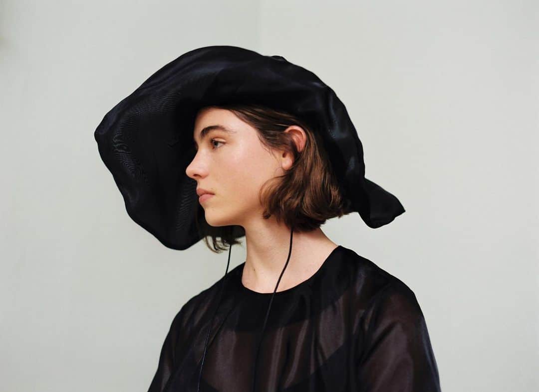 のインスタグラム：「Sarah wears the Aretha dress in black organza from our new collection with a custom runway hat . Head to our link in bio to shop now . It Takes a FAMILY #AW19 #BaumundPferdgarten」