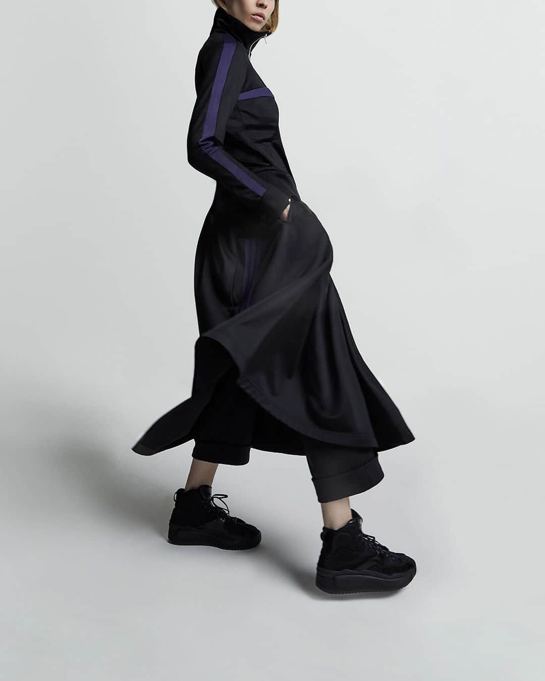 ワイスリーのインスタグラム：「Y-3 Half Zip Track Top, Y-3 Firebird Track Skirt and Y-3 HOKORI.​ The second drop of Y-3 Fall Winter 2019 is available now on Y-3.com, at Y-3 flagship stores and selected retail partners. ​--- ​#adidas #Y3 #YohjiYamamoto #HOKORI​ Discover the collection at Y-3.com」