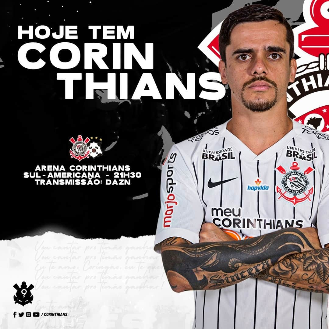 コリンチャンスさんのインスタグラム写真 - (コリンチャンスInstagram)「Hoje é dia de Corinthians, Fiel! ⠀ ⠀ ⚽ Corinthians x Montevideo Wanderers ⠀ ⠀⠀ 🏆 @sulamericana ⠀ ⠀⠀ ⏰ 21h30⠀⠀⠀⠀ ⠀⠀ 🏟 @arenacorinthians ⠀ 🎫 ingressoscorinthians.com ⠀ 📺 @dazn_bra Primeiro mês grátis  https://www.dazn.com⠀ ⠀ #VaiCorinthians #SCCPxMON #MeuBMG #NãoÉSóPatrocínio #TimeDoPovo #Corinthians #Timão #CorinthiansTV #FielTorcedor #AFielÉFoda #UmSoCorinthians #NikeFutebol #Joli #EstrellaGalicia #UniversidadeBrasilOficial #ÉPositivo #CorinthiansÉPositivo #LoucoPotyCorinthians #PostosALE #ALEnoTimão #TODOSportiCorinthians #CartãodeTODOSCorinthians #TODOSpeloTimão⠀⠀」7月25日 21時00分 - corinthians