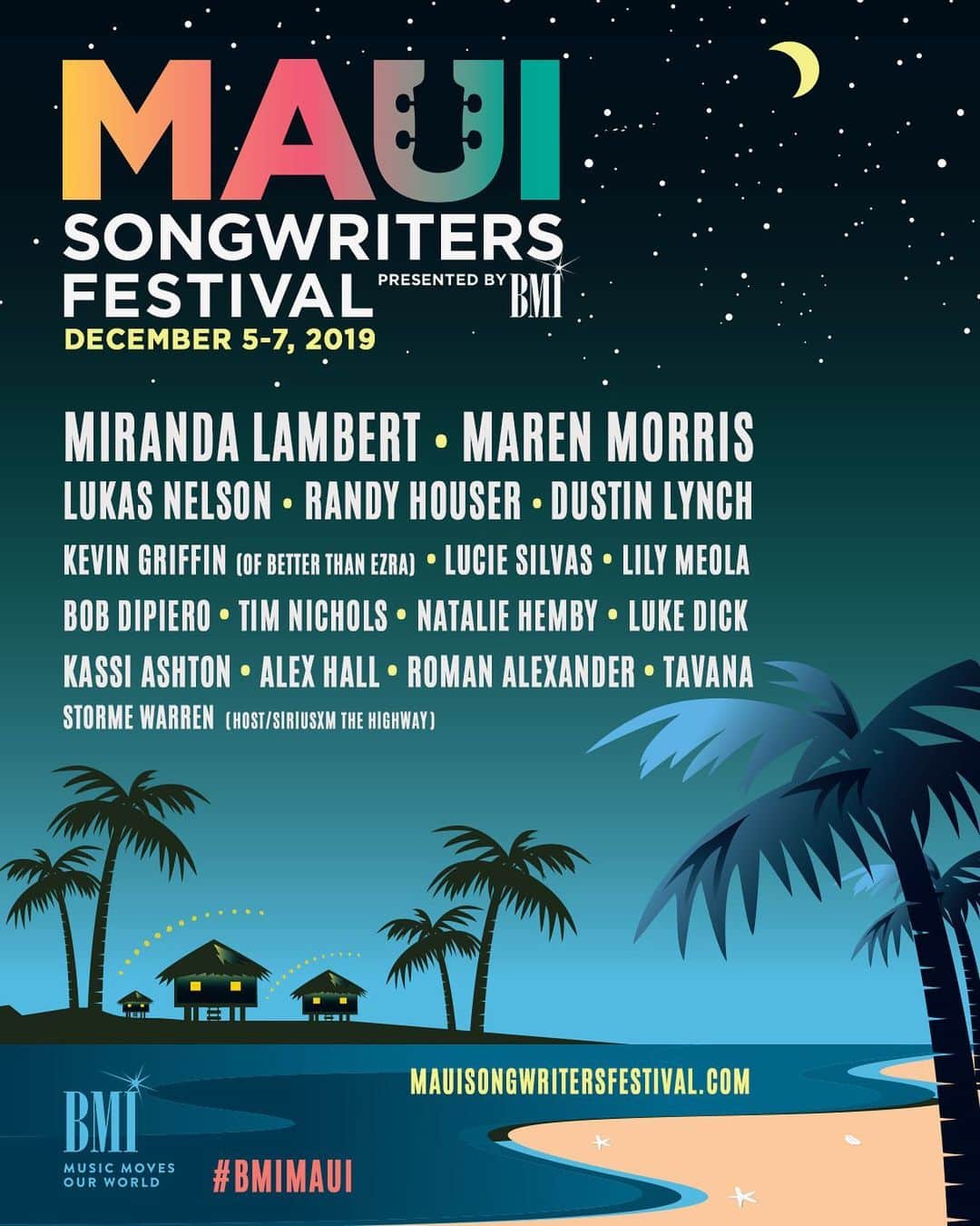 Broadcast Music, Inc.さんのインスタグラム写真 - (Broadcast Music, Inc.Instagram)「We are excited to present our All-Star lineup for our 5th Annual Maui Songwriters Festival December 5 – 7! We can’t wait to hear all the good music from @MirandaLambert @MarenMorris @lukasnelsonofficial @RandyHouser @dustinlynchmusic @kevinmgriffin @Luciesilvas @lilymeola @bobdipiero @timnicholsmusic #nataliehemby @lukedick @kassiashton @musicbyalexhall @romanalexandermusic @tavana and our host @stormewarren.  Check out the 🔗 in our bio for all the details. Tickets 🎫 on sale 8/25.  #BMIMaui」7月26日 0時48分 - bmi