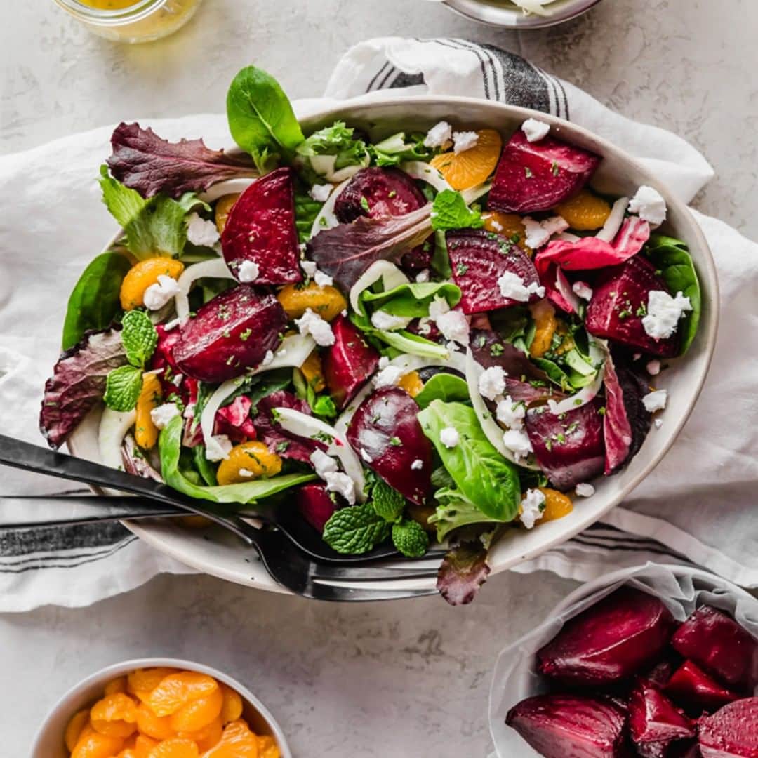 のインスタグラム：「Earthy flavors brighten this side beautifully. Topped with Dole Mandarin Oranges, beets, and crumbled cheese, this recipe can easily be thrown together before a last min outing. #DoleRecipes」