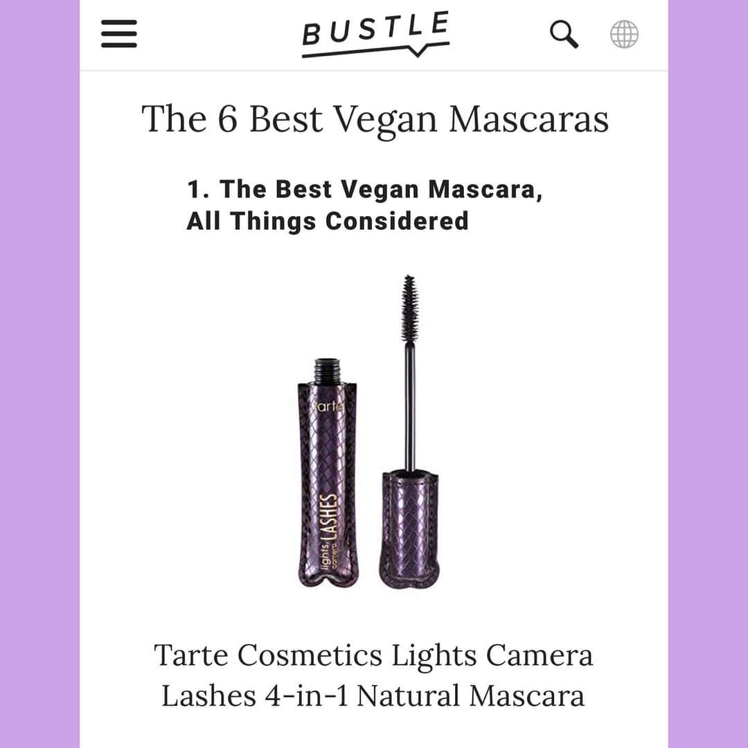 Tarte Cosmeticsさんのインスタグラム写真 - (Tarte CosmeticsInstagram)「A BIG thank you to @bustle for choosing our OG lights, camera, lashes™ 4-in-1 mascara as the best #VEGAN mascara!! #1 🌱 Tarte Cosmetics Lights Camera Lashes is, hands down, one of the best vegan mascaras on the market. With over 250 five-star reviews, fans can't seem to get enough of this product. #6 🌱 The beauty of Tarte Cosmetics Gifted mascara goes much deeper than its appearance after application. It not only adds length and volume to your lashes, but it also repairs, conditions, and promotes new growth. #crueltyfree #rethinknatural」7月26日 1時06分 - tartecosmetics