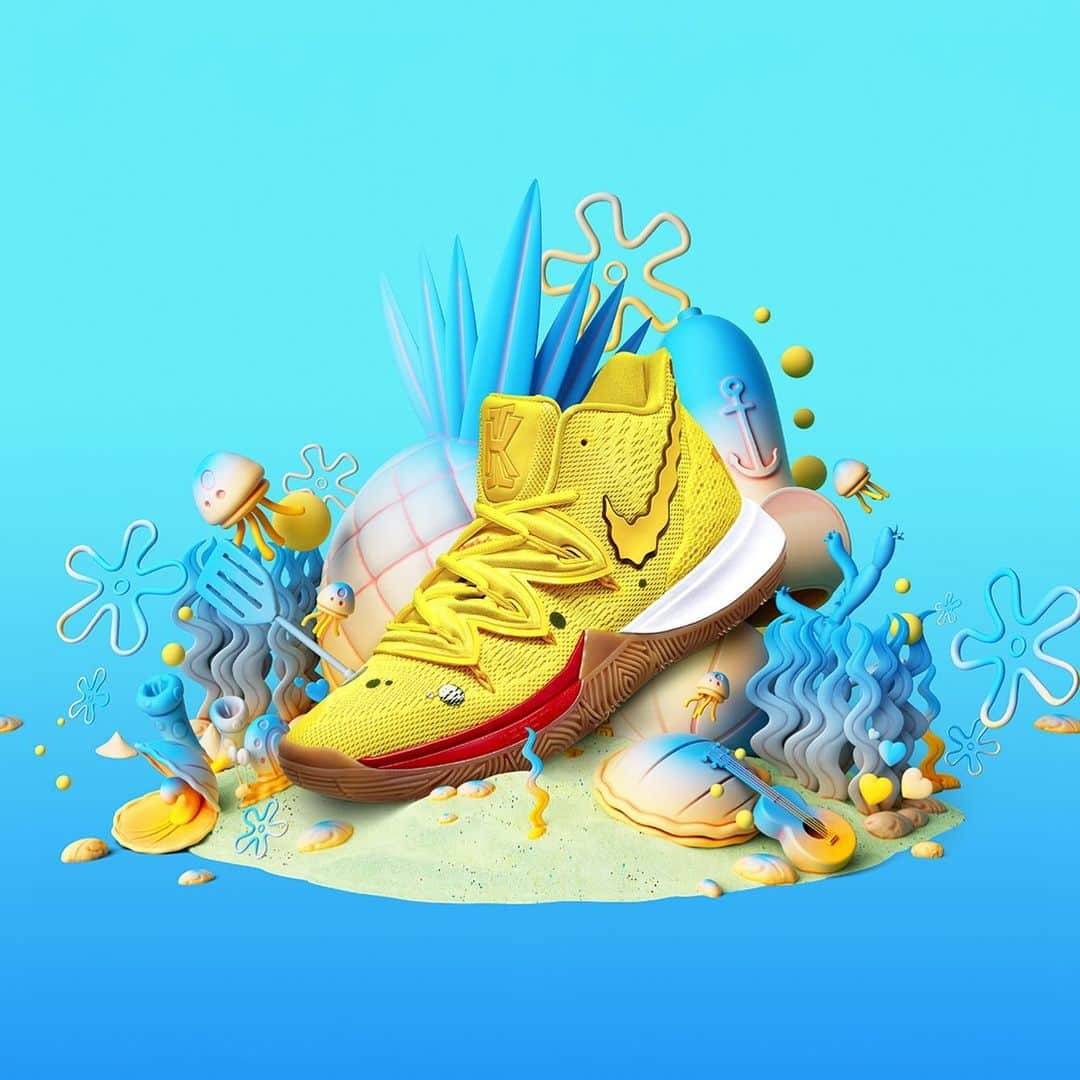 Foot Lockerさんのインスタグラム写真 - (Foot LockerInstagram)「Who lives in a pineapple under the sea...🧽 ⭐️ 🦑🦀🐿 #Nike Kyrie x SpongeBob SquarePants Collection Launching 8/10, In-Store and Online」7月26日 4時47分 - footlocker
