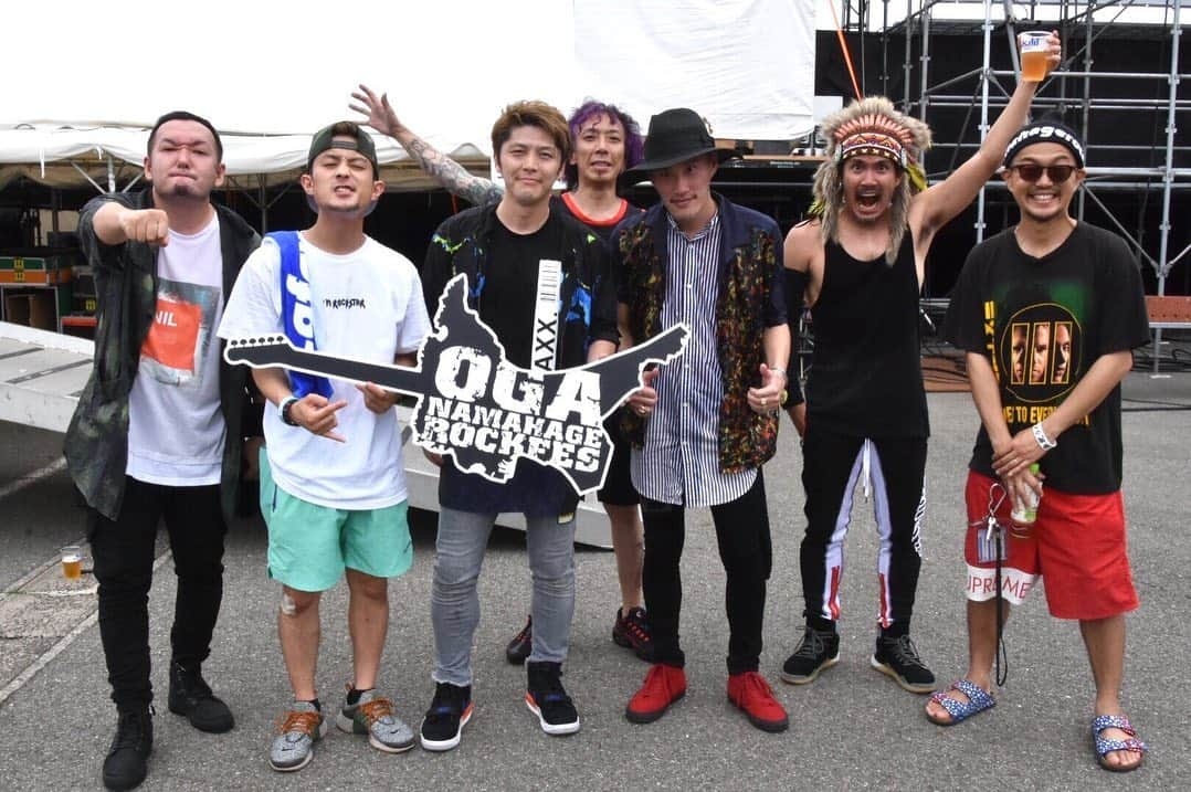 FLOWさんのインスタグラム写真 - (FLOWInstagram)「OGA NAMAHAGE ROCK FESTIVAL vol.10 FLOW5年ぶりに帰還‼️👹 TOTALFATからKuboty(Gt)&Jose(Vo)を迎えて FLOW×GRANRODEO曲「7-seven-」も披露🎸  #男鹿フェス 10周年おめでとうございます🎊ありがとうございました‼️ あと2日最高のフェスになりますように！ #ONRFX #男鹿なまはげロックフェス #TOTALFAT #FLOW」7月26日 17時11分 - flow_official_japan