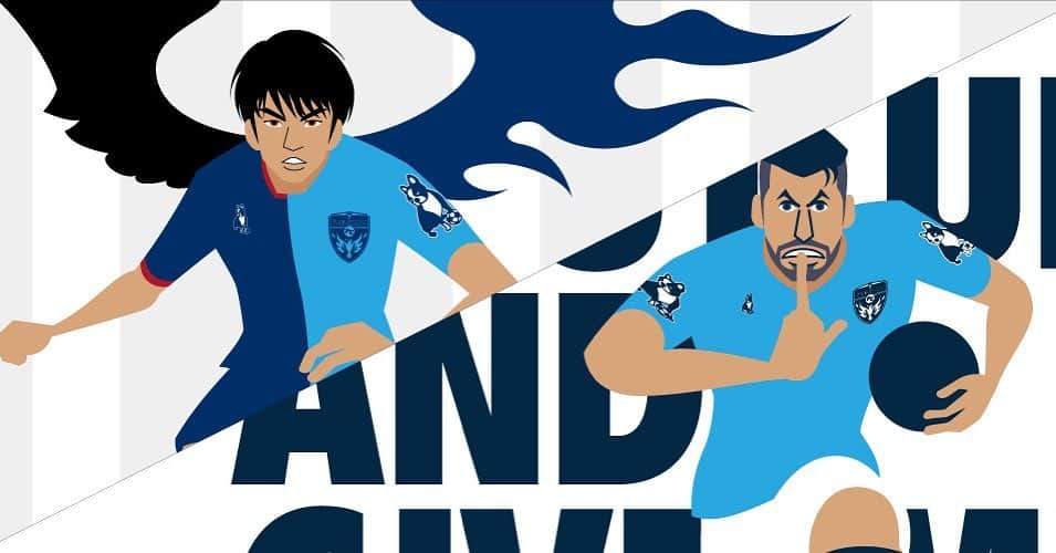 のインスタグラム：「横浜FC × @hiroki.38 × soccer junky. 不死鳥と八咫烏の両翼を持つ漢. 正真正銘のtheストライカー.  #ibba #斉藤光毅 #横浜fc #soccerjunky #claudiopandiani #frenchbulldog #bostonterrier  @hiroki.38  @ibba100 @koki_saito_01 #これまた宮内さんありがとうございます！」