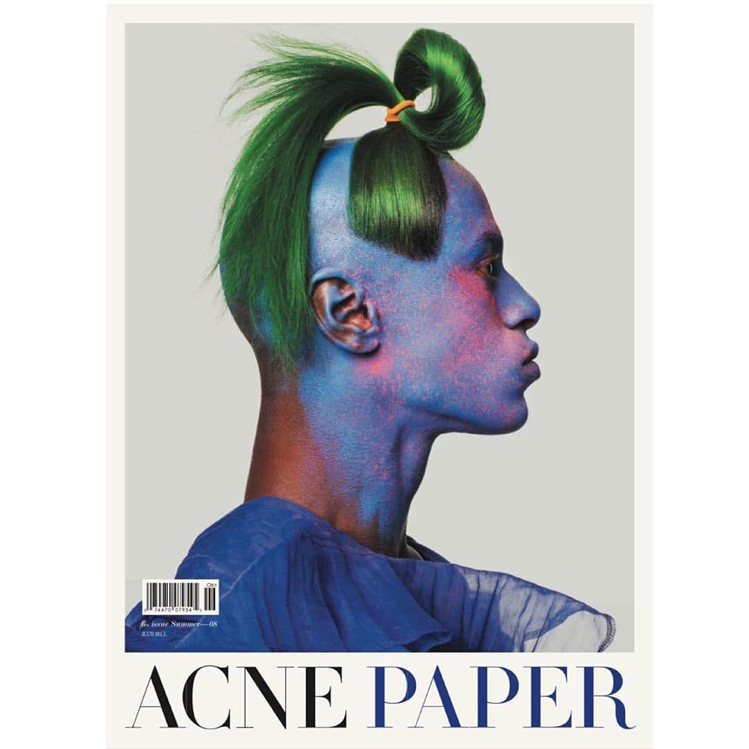 JONTE’のインスタグラム：「#tbt #2008 still 1 of my favs 🤤 #repost @thomasperssonstudio Jonté photographed by @terrytsiolis for the cover of Acne Paper “Exoticism issue 6, #2008.  Styling by Mattias Karlsson. Hair by Shay Ashual. Makeup by Romy Soleimani. Wearing Comme des Garçons @hellojonte @shayashual  @romyglow @commedesgarcons」