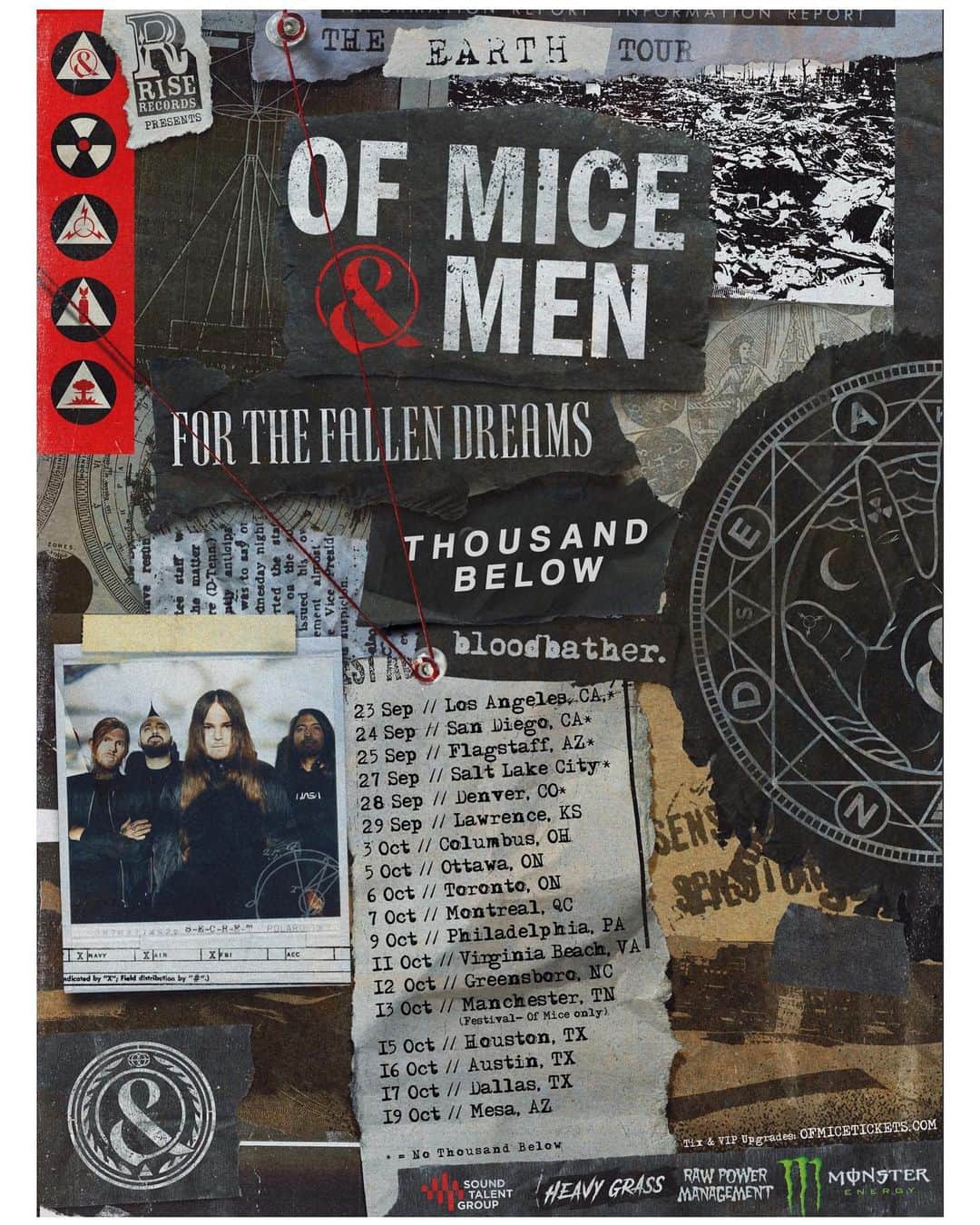 Of Mice & Menさんのインスタグラム写真 - (Of Mice & MenInstagram)「Excited to be announcing “The Earth Tour”, presented by @RiseRecords with our friends in @ftfdband, @thousandbelow and @bloodbather. Tickets & VIP packages on-sale Monday, July 29th @ 10am local time at OFMICETICKETS.COM」7月27日 2時05分 - omandm