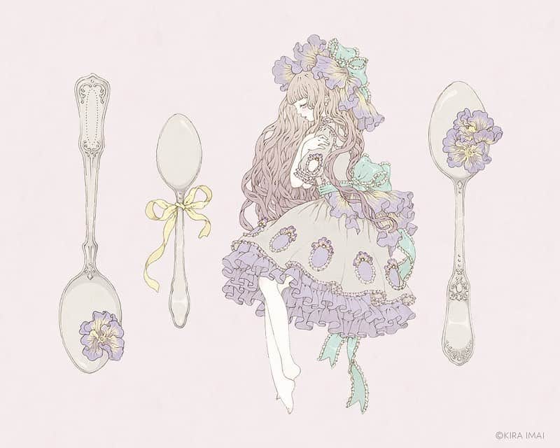 今井キラのインスタグラム：「‎四方あゆみ写真展﻿ ANOTHER STORY﻿ ‎8/3(土)〜8/7(水)﻿ ‎at  URD EVENT SPACE﻿ ﻿ 四方さんが絵を元に撮影合成してくださった﻿ ‎#05 RinRin Doll 『ひと匙姫』から、一部をご紹介。﻿ 「ヴィオラのドレス」は写真ではお洋服の柄に合わせて紫陽花になっています💐﻿ ﻿ ぜひ、会場でイラストと写真を見比べてみて下さいね✨﻿ ﻿ ‎⁦#ANOTHERSTORY⁩」