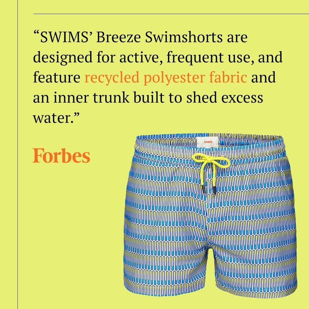 スイムズのインスタグラム：「The epitome of a reinvented summer classic: our SWIMS swim shorts. As featured on @Forbes.⠀ Where have you worn your SWIMS shorts this summer? Let us know below⠀ #menswear #summer2019 #mensstyle」