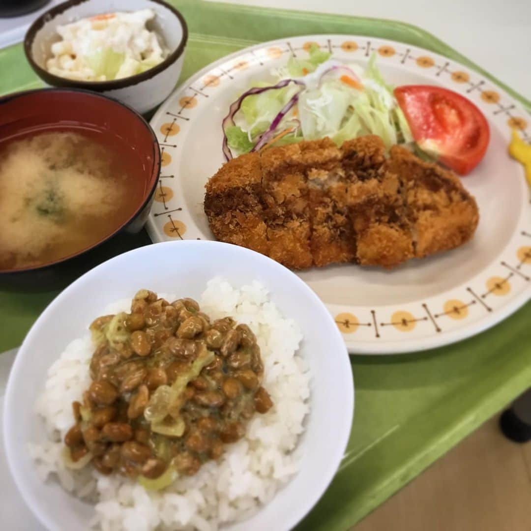 木村ひさしさんのインスタグラム写真 - (木村ひさしInstagram)「最高のおっさんの昼ごはん。 緑山スタジオ ササミチーズカツ(フライドハンド)＋しそのり納豆＋マカロニサラダ #2019チャレンジ第二弾  #heavenご苦楽レストラン  #最高のおっさんのスタジオ飯」7月27日 11時40分 - kimura.hisashi