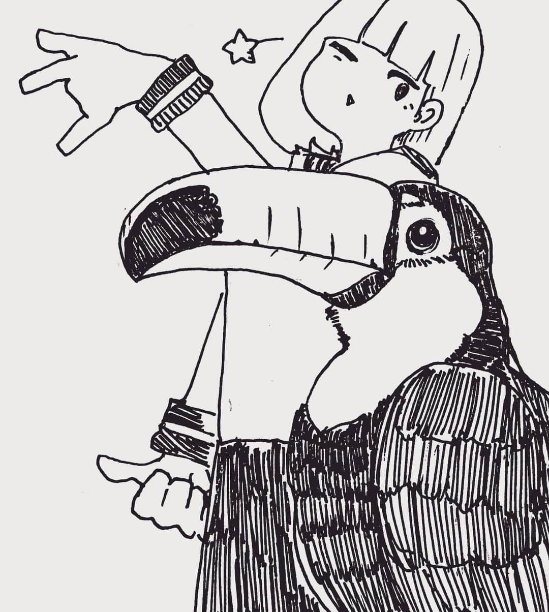 井上緑さんのインスタグラム写真 - (井上緑Instagram)「#鳥 #オオハシ #お絵描き #鳥と#女子高生」8月11日 5時39分 - ryokuo_kun