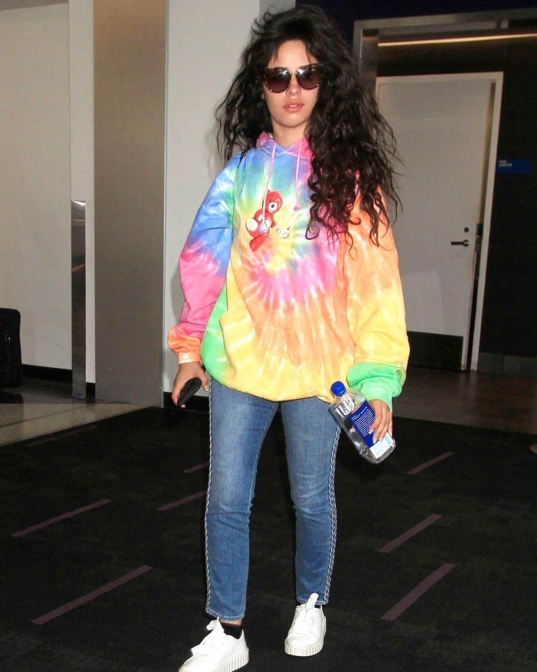 Just Jaredさんのインスタグラム写真 - (Just JaredInstagram)「@camila_cabello wears her rainbow tie-she sweatshirt while arriving back in Los Angeles following a trip to New York to celebrate Shawn Mendes’ birthday. #CamilaCabello Photo: Backgrid」8月11日 6時35分 - justjared