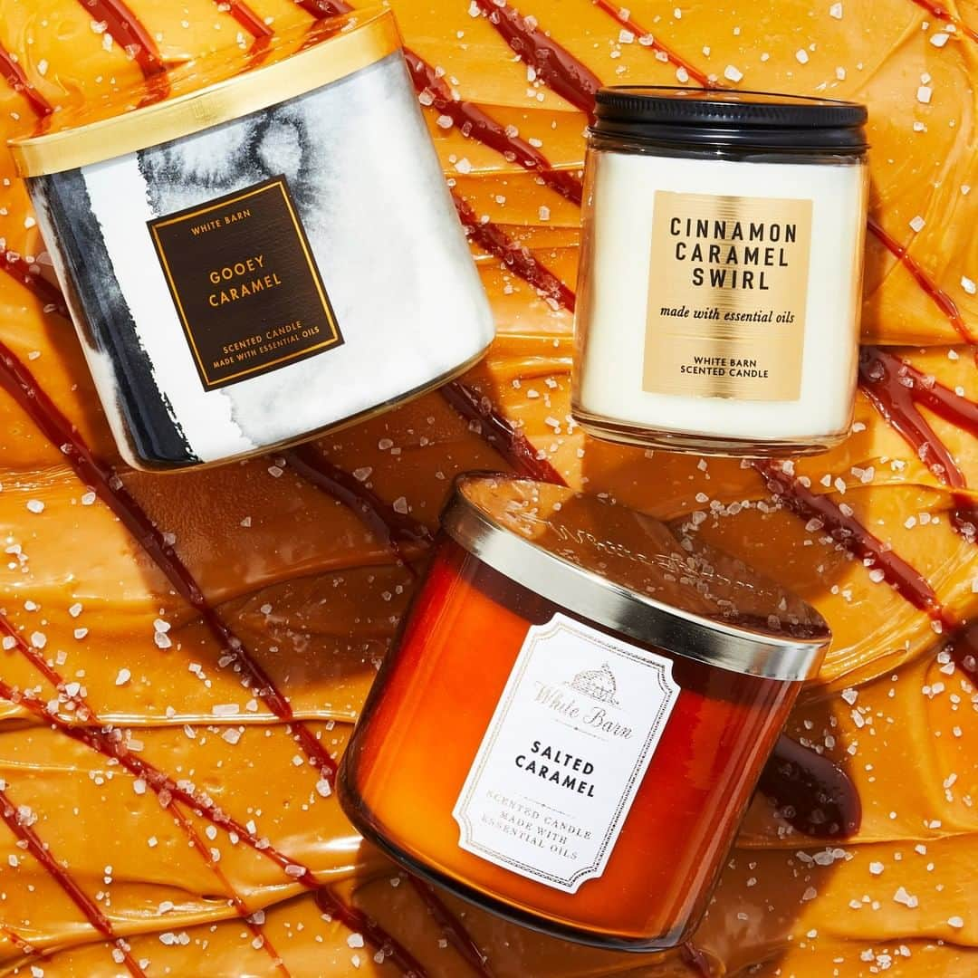 Bath & Body Worksさんのインスタグラム写真 - (Bath & Body WorksInstagram)「Salty. Gooey. Fall's sweetest candy craving! Leave a 🧡 if you're treating yourself to these NEW caramel fragrances!」8月11日 4時00分 - bathandbodyworks