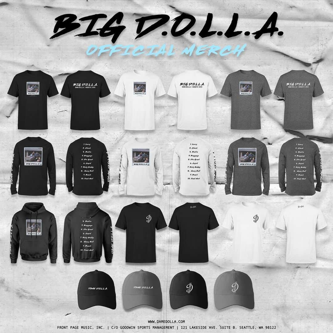 デイミアン・リラードさんのインスタグラム写真 - (デイミアン・リラードInstagram)「Official #BigDOLLA merch. A digital copy of my Big D.O.L.L.A. album comes with every merch purchase.  Get yours at bigdollamerch.com.  Designed by @Mooyagi  #DameDOLLA #FrontPageMusic」8月11日 4時30分 - damianlillard