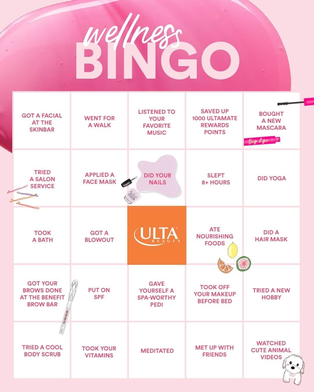 ULTA Beautyさんのインスタグラム写真 - (ULTA BeautyInstagram)「So many ways to self-care 🛀 How many squares have you completed this year? Bonus points if you got BINGO. #ultabeauty」8月11日 5時00分 - ultabeauty