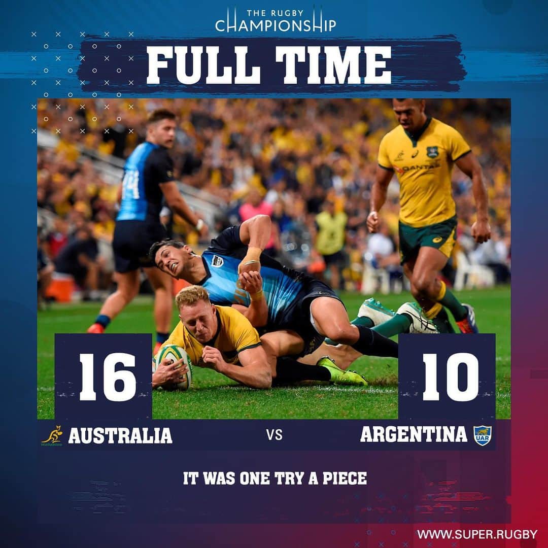 Super Rugbyさんのインスタグラム写真 - (Super RugbyInstagram)「FULL TIME the Wallabies have taken home their first win of the Championship! #AUSvARG」7月27日 20時44分 - superrugby