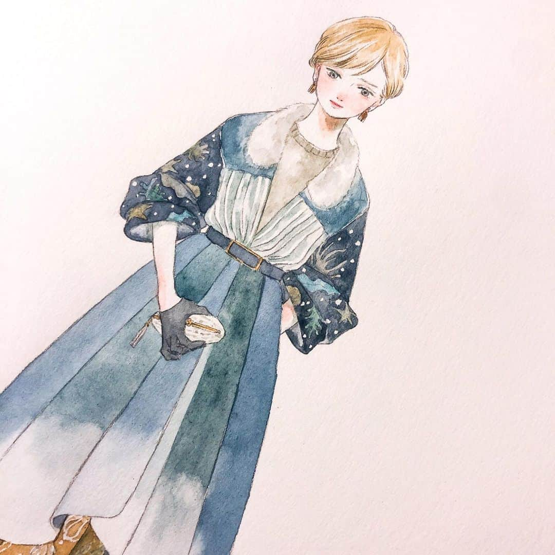 miiiさんのインスタグラム写真 - (miiiInstagram)「海のコート #illustration #watercolor」7月27日 15時22分 - tronc_miii