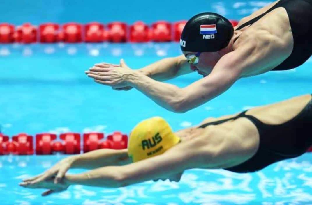フェムケ・ヘームスケルクのインスタグラム：「50m Free semis & 4x100m Free Mixed Final tonight 🔥 👫👫 . . 20h17 🇰🇷 - 13h17 🇳🇱 50 Free 21h47 🇰🇷 - 14h47 🇳🇱 Relay . . . #TeamNL #Gwangju2019 📸 : Oli Scarf」