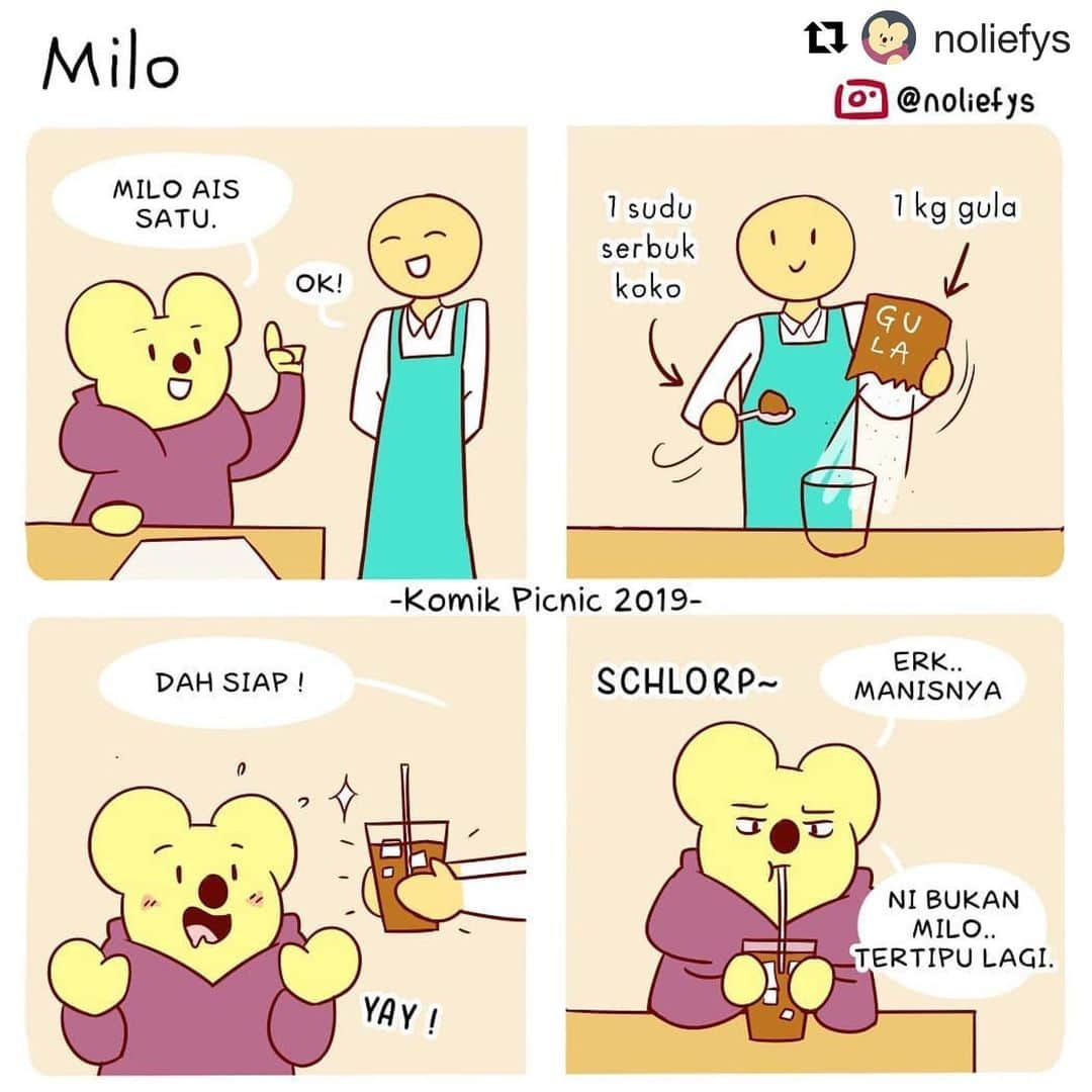 Koleksi Komik Malaysiaさんのインスタグラム写真 - (Koleksi Komik MalaysiaInstagram)「#Repost @noliefys with @get_repost ・・・ Kalau nak milo sebenar, buatlah sendiri 😌 . . #milo #icedmilo #komikpicnic #noliefys #komikmalaysia #comics」7月27日 19時01分 - tokkmungg_exclusive