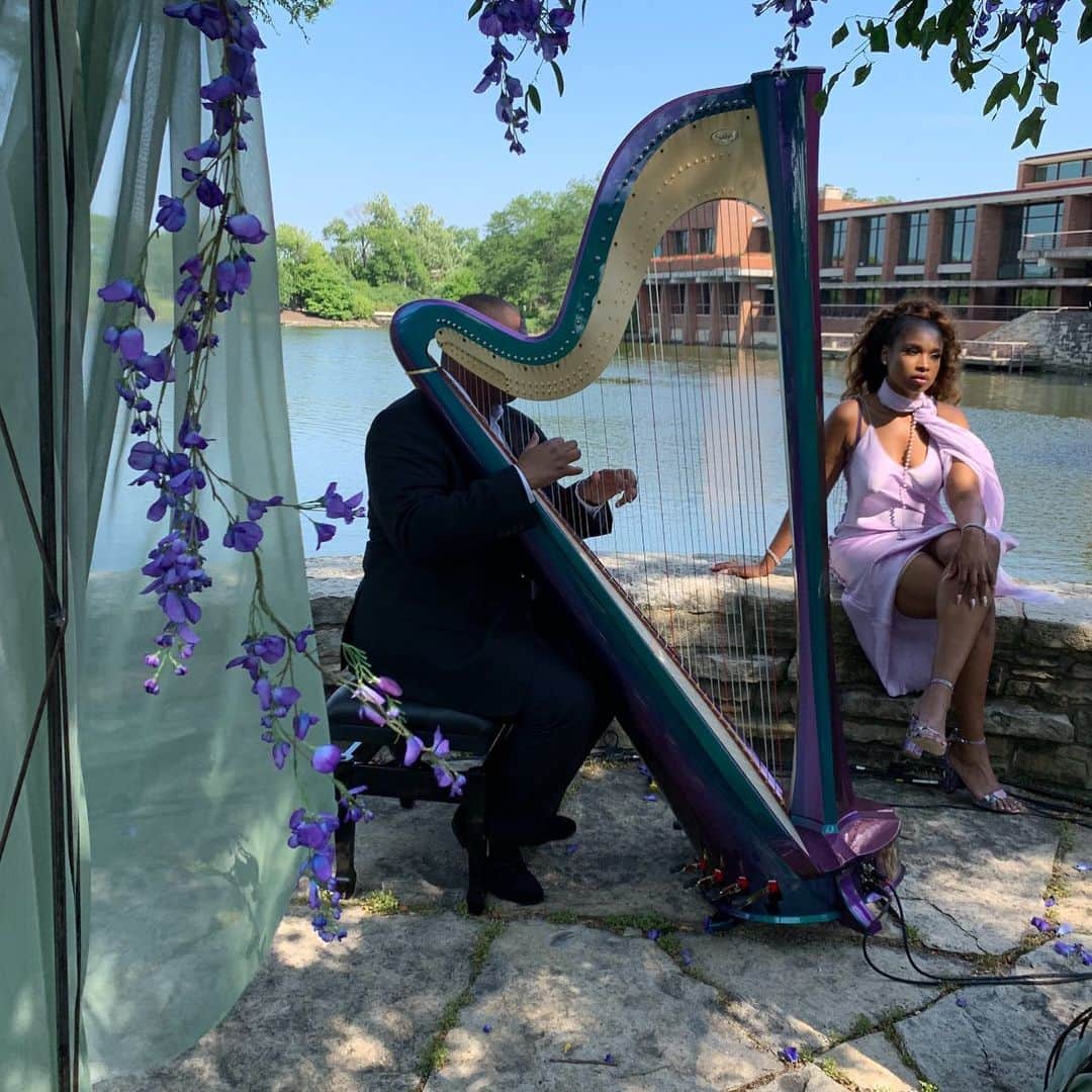 のインスタグラム：「I spent my day in a purple dream ! One day @harpguy21 ! #jhudharp」