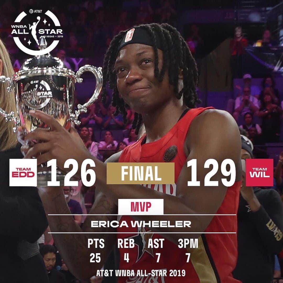 NBAさんのインスタグラム写真 - (NBAInstagram)「THE EMOTIONS. Undrafted ➡️ First time All-Star ➡️ MVP 💯 @eweezy_3 wins MVP of the @att #WNBAAllStar 🏆 (repost @wnba)」7月28日 7時23分 - nba