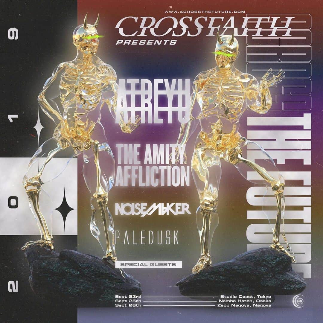 Tatsuya Amanoのインスタグラム：「Here’s the line up for ACROSS THE FUTURE 2019🤘🏻🔥﻿ ﻿ ﻿ ﻿ @atreyuofficial  @theamityaffliction ﻿ @noisemaker_official @paledusk_jpn」
