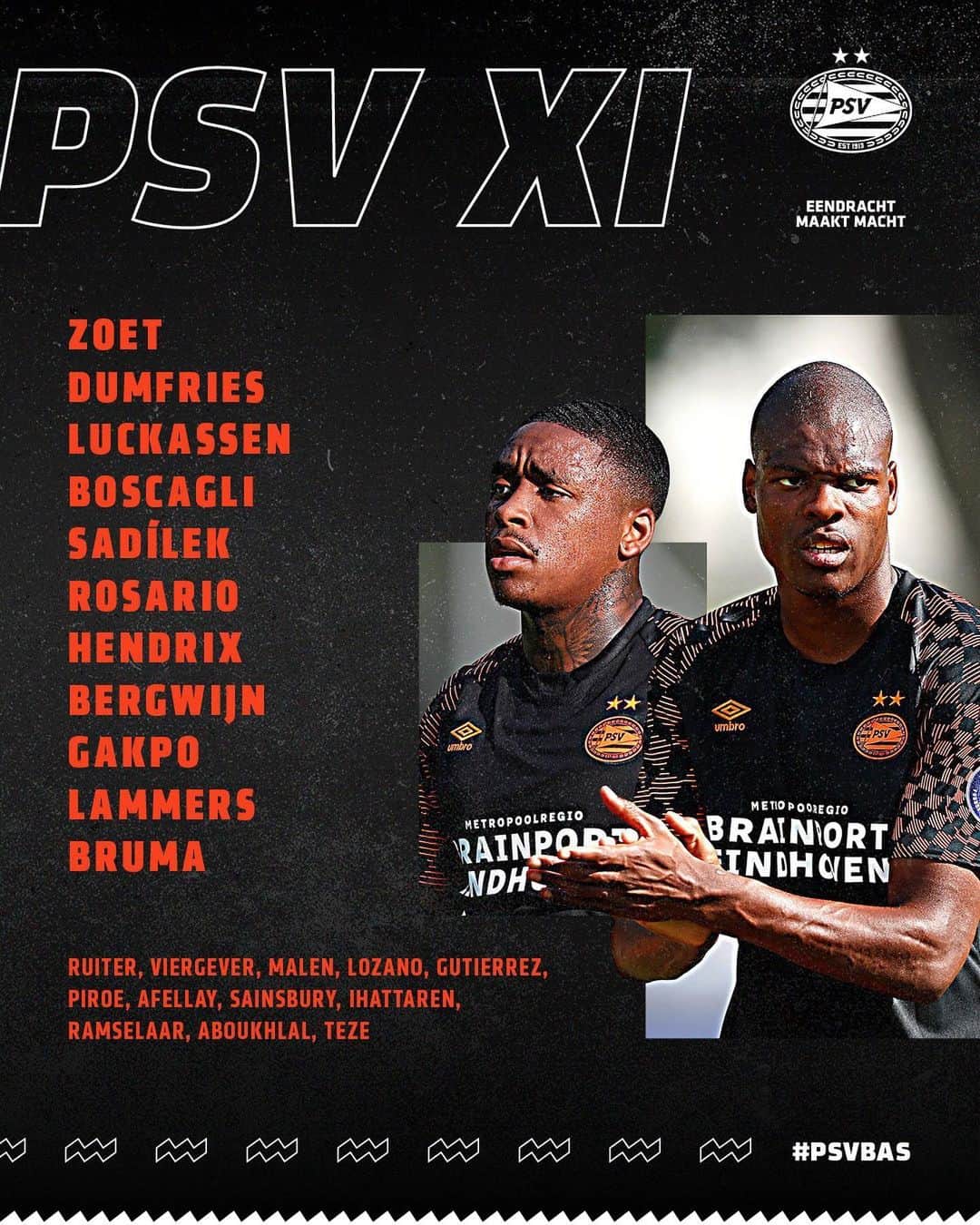 PSVアイントホーフェンさんのインスタグラム写真 - (PSVアイントホーフェンInstagram)「Come on you boys in 🖤🧡 Line up 👉🏻 #AJAPSV #JCSchaal」7月28日 0時00分 - psv