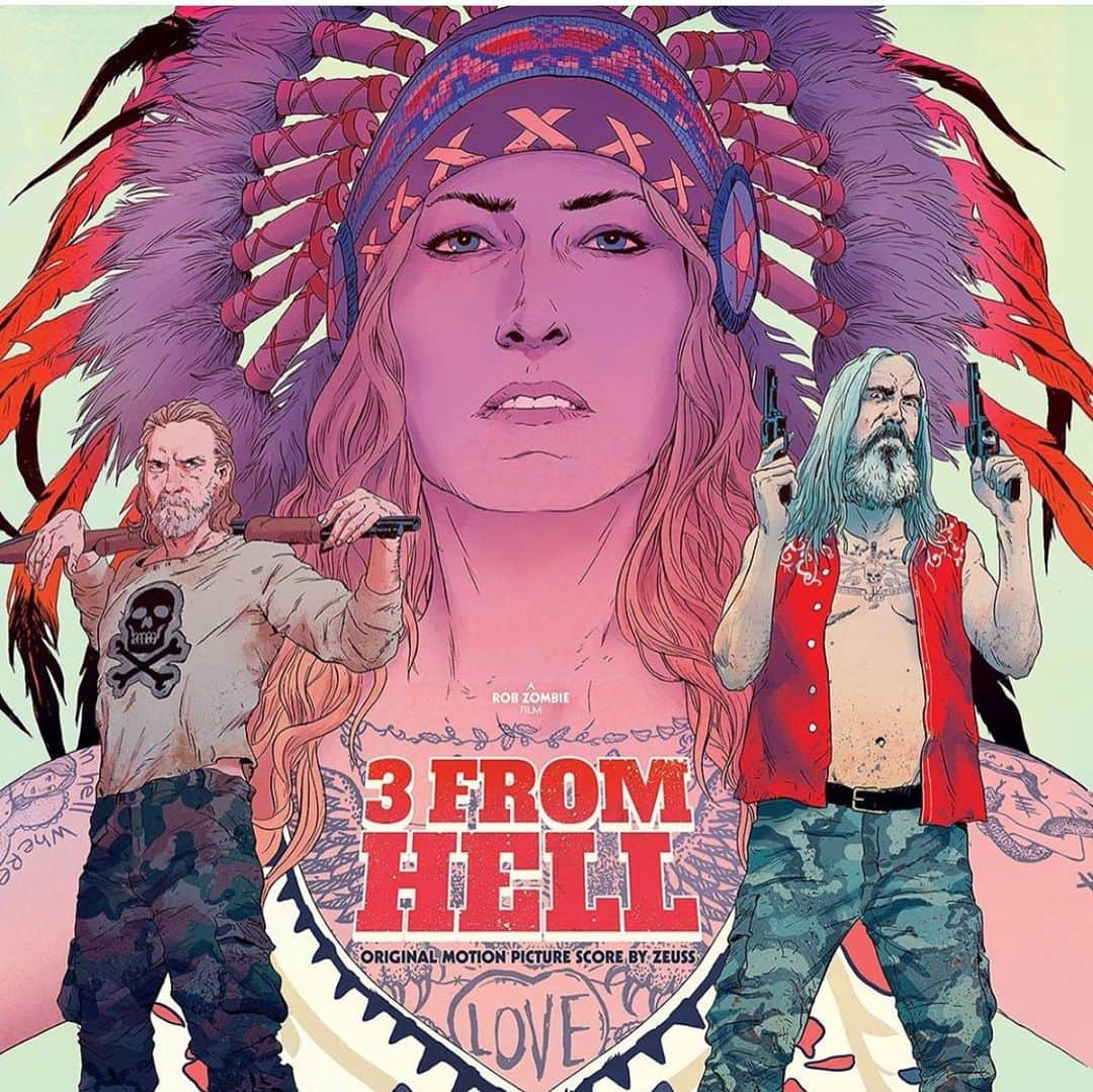 ロブ・ゾンビのインスタグラム：「The 3 FROM HELL test pressing is in! It sounds killer! Wicked score by @zeussproducer @waxworkrecords has done an amazing job on this soundtrack. Order yours now at www.waxworkrecords.com #robzombie #3fromhell #sherimoonzombie #billmoseley #richardbrake #robzombie #thedevilsrejects #helloamerica #freethethree」