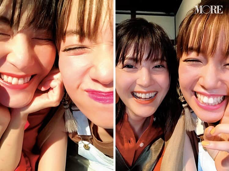 MOREさんのインスタグラム写真 - (MOREInstagram)「やっぱりこのふたり♡ 佐藤ありさ×佐藤栞里。待望の2ショットをお届け♪【MORE9月号オフショットをお届け♡】待望の2ショットが見られてうれしい今月号の着回し特集、いかがでした？　day10のカットの小道具としてふたりにスマホを渡した編集C。撮影後、カメラロールにはこんな自撮り写真が残されていたそうです……（笑）。 #MORE #moremagjp  #デイリーモア #のぼり坂OL #モデル #model #佐藤栞里 #しーちゃん #佐藤ありさ #あーりー #モアモデル #モデルのデジレポ #オフショット #撮影」7月28日 7時40分 - moremagjp