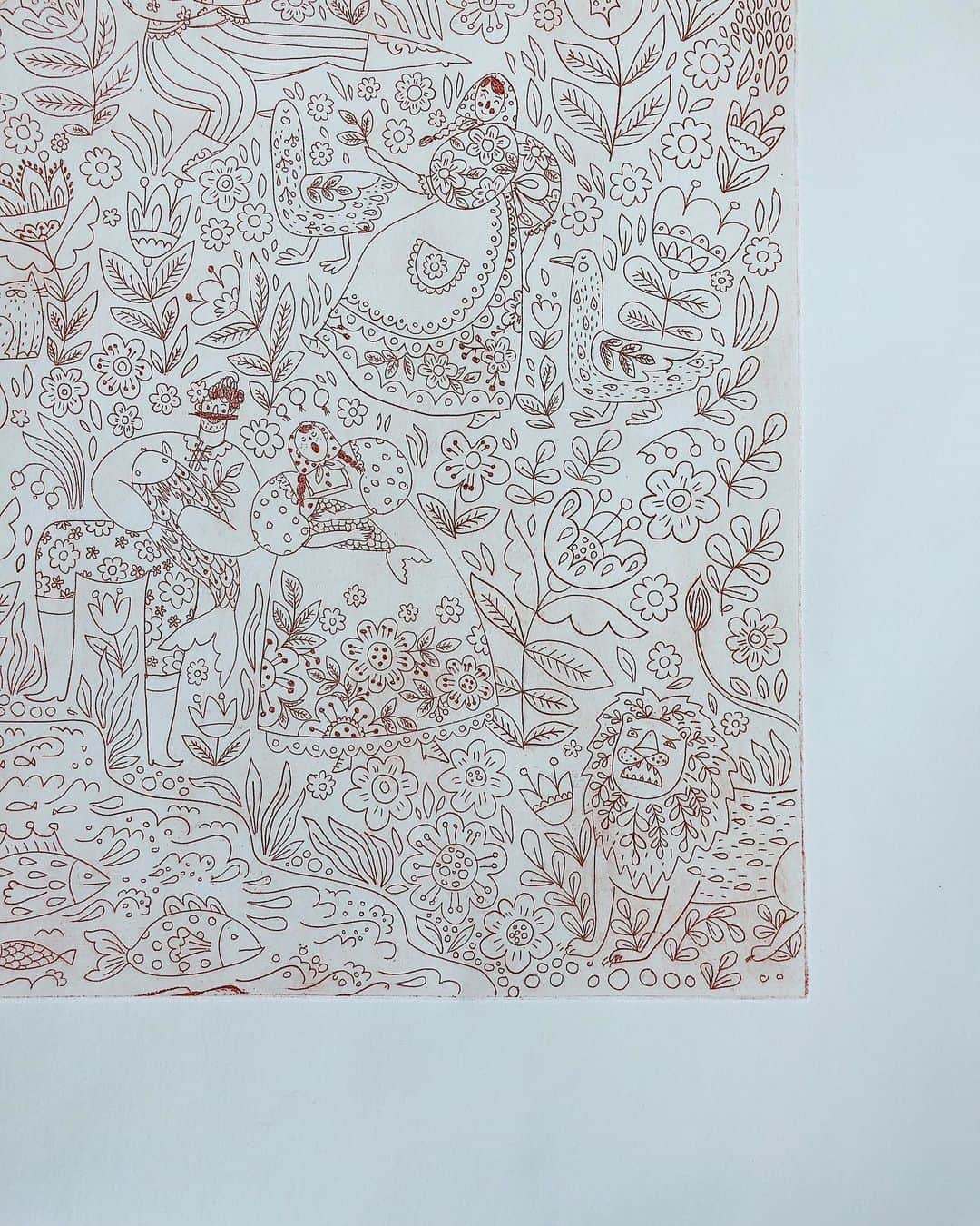 Dinara Mirtalipovaのインスタグラム：「Here’s a pile of my experiment prints. The process is called #intaglio printing and it involves etching on a copper plate. I’m also planning to experiment with mixing different techniques next.」