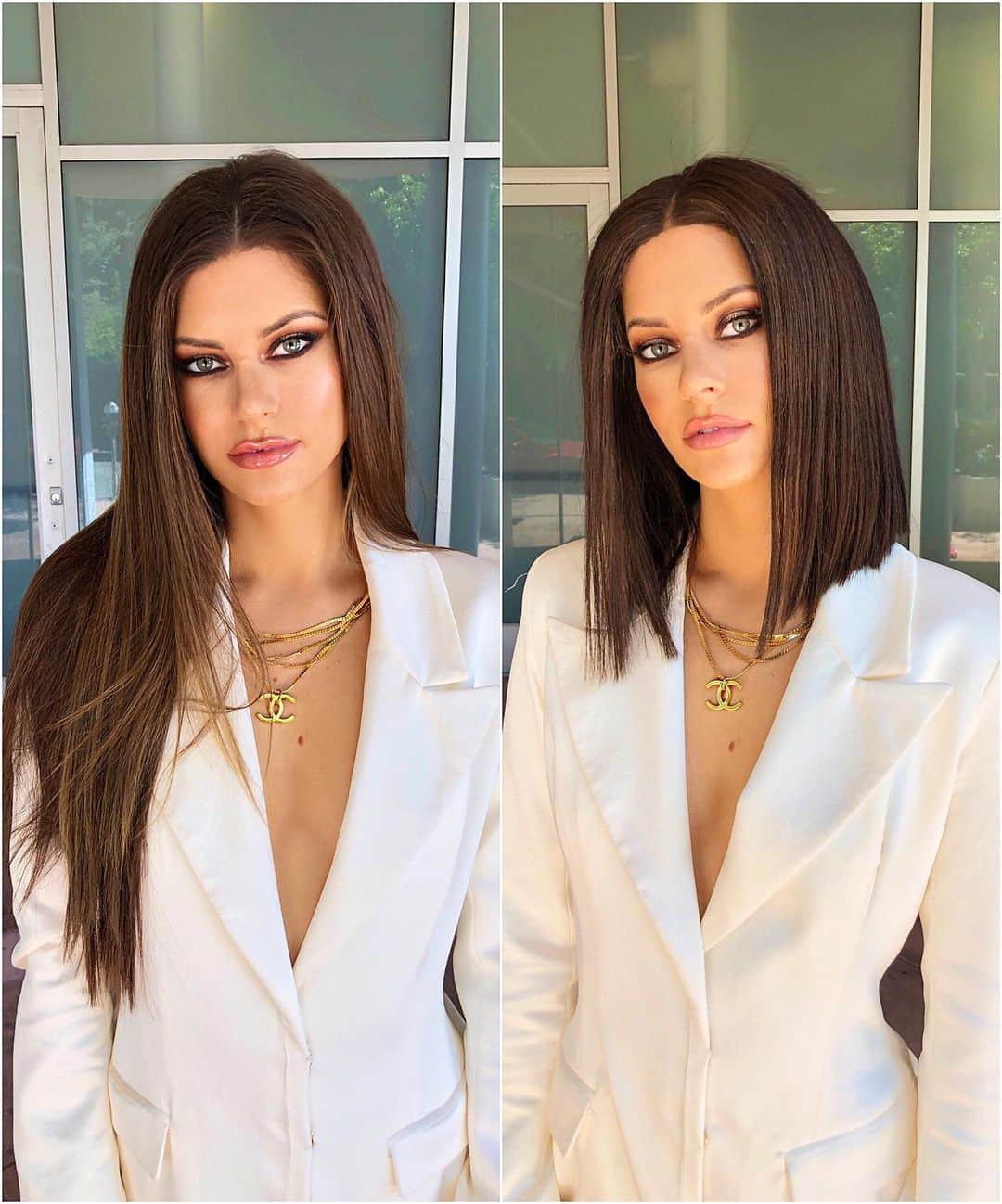 Hannah Stockingのインスタグラム：「Long hair or short hair? 🤔」