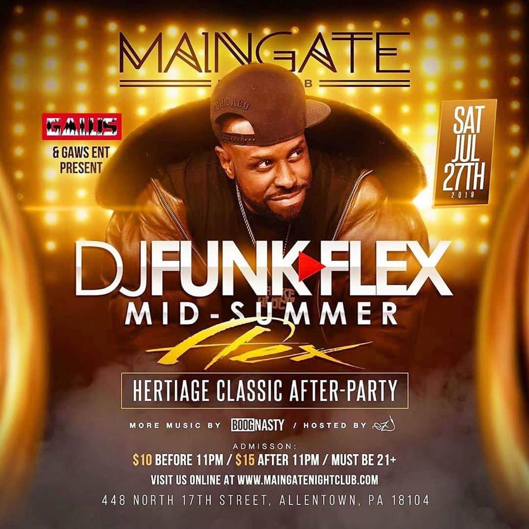 ファンクマスター・フレックスのインスタグラム：「Tonight! FunkFlex on the set! Maingate! 3hour set! Pow! @litdigitaldjs」